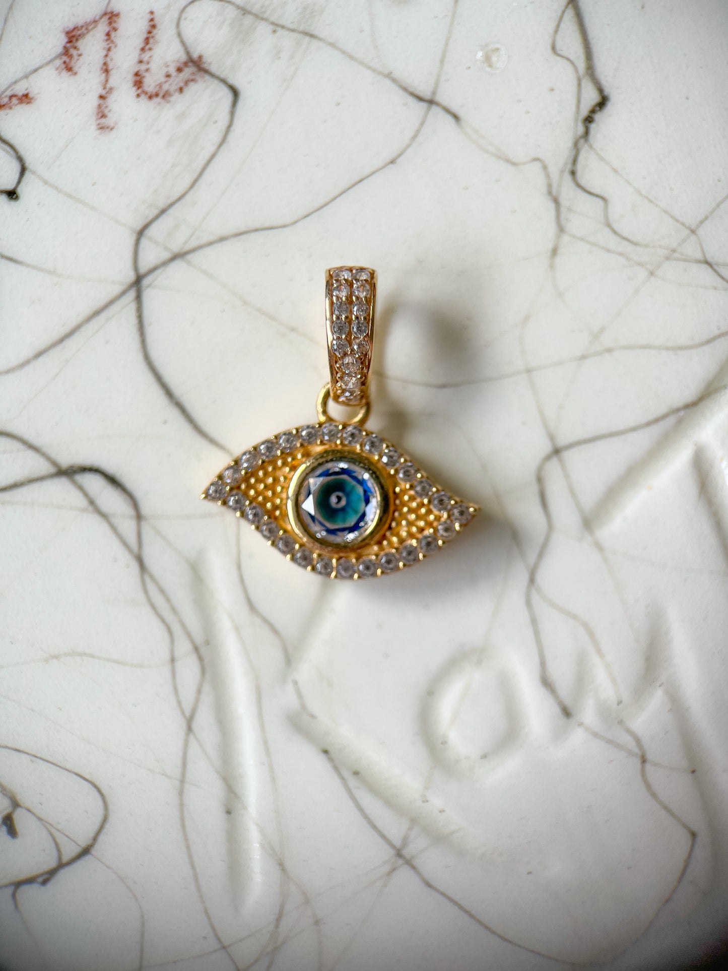 Evil Eye 10k Yellow Gold CZ Charm
