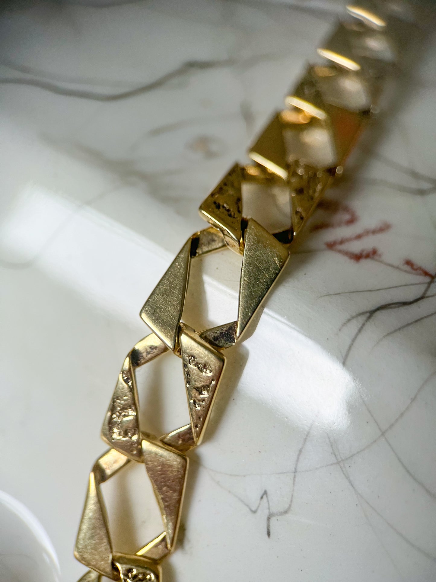 Vintage Nugget Curb Link 14k Yellow Gold 8 Inch Bracelet