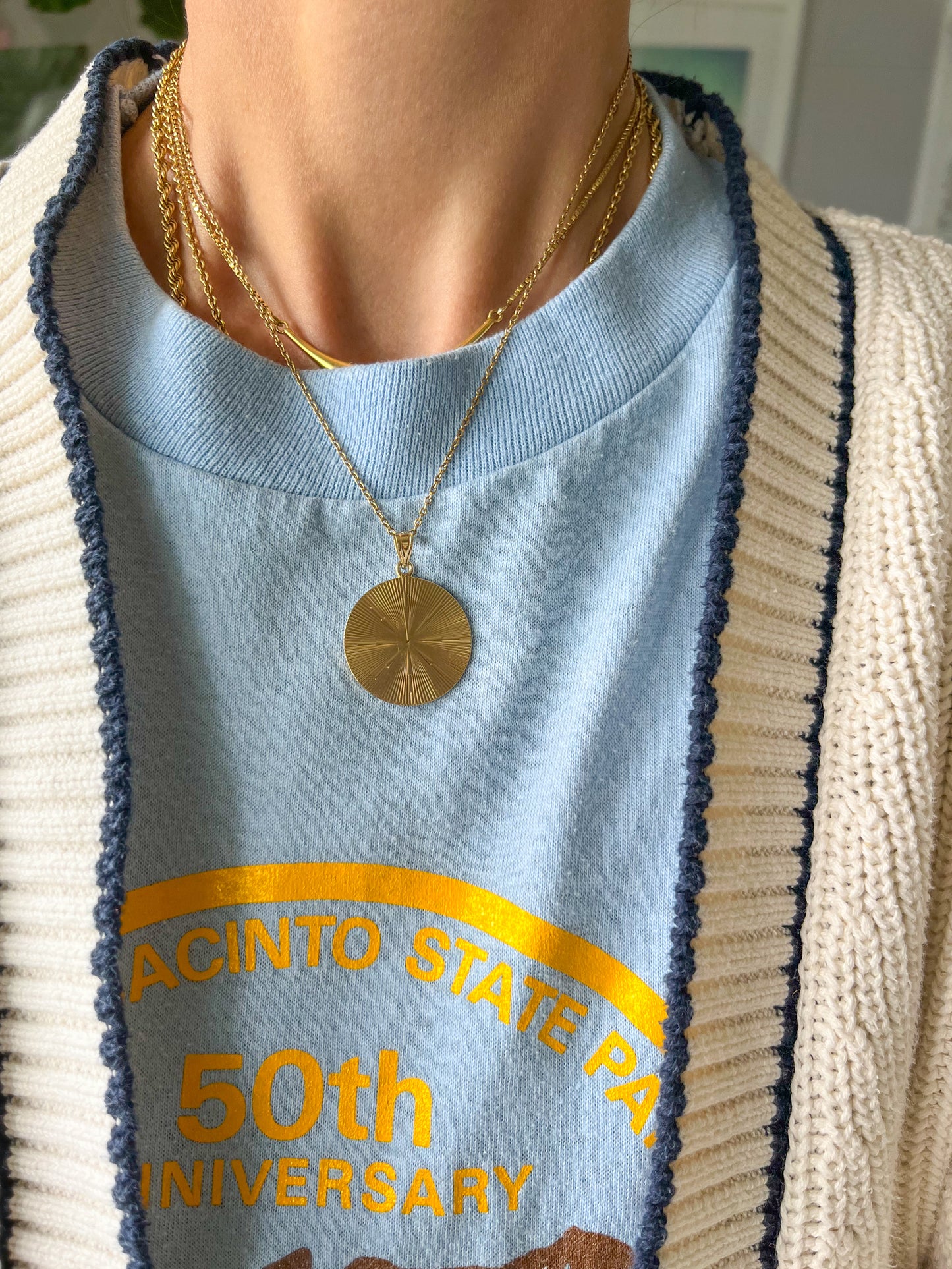 Vintage Engine Turned Disk 14k Yellow Gold Charm - Perfect as is or for Engraving