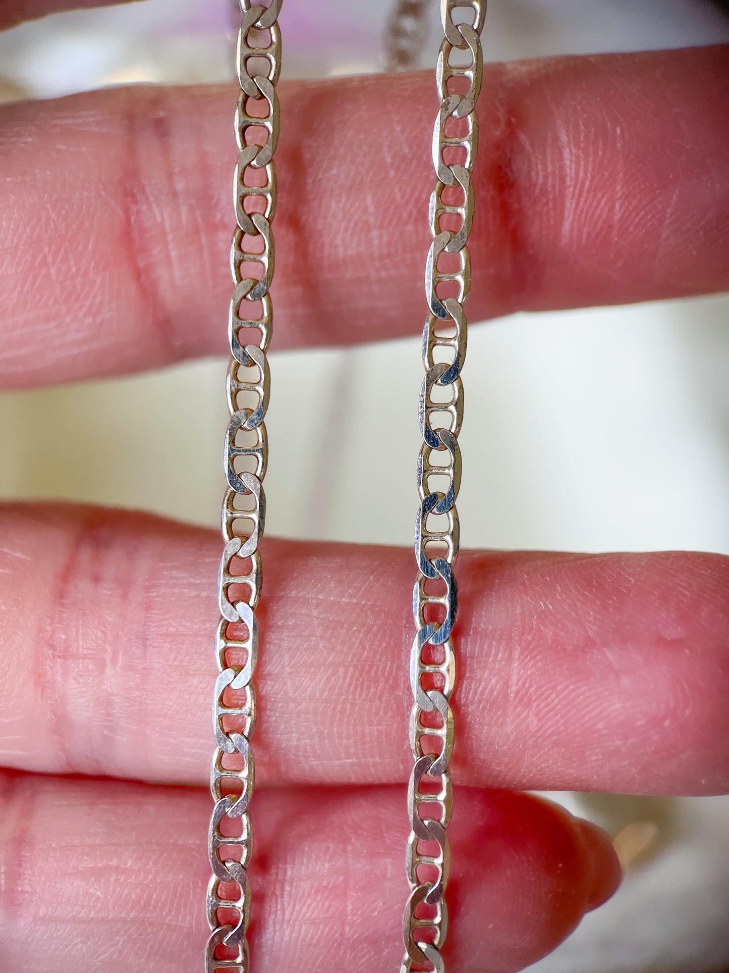 Vintage Flat Mariner Sterling Silver 20 Inch Chain Necklace