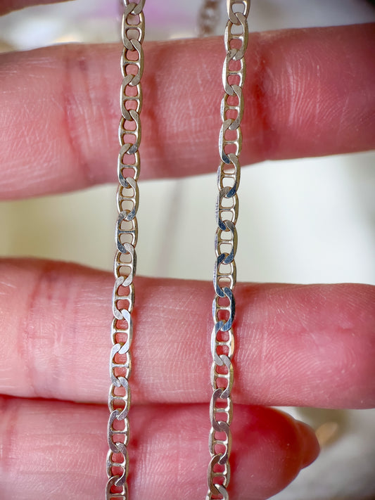 Vintage Flat Mariner Sterling Silver 20 Inch Chain Necklace