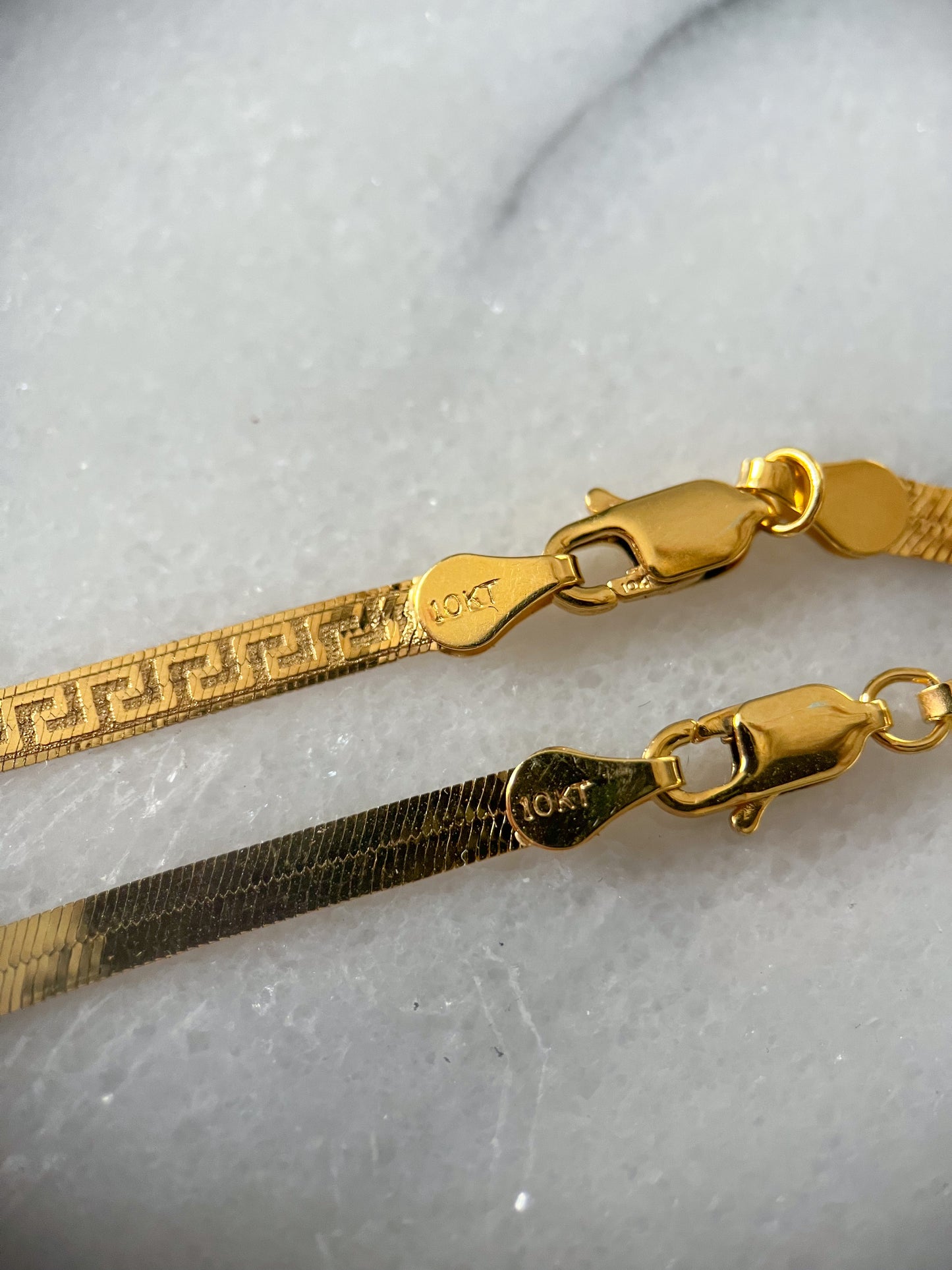 Herringbone Greek Style Chain 10k Yellow Gold 18 Inch Necklace