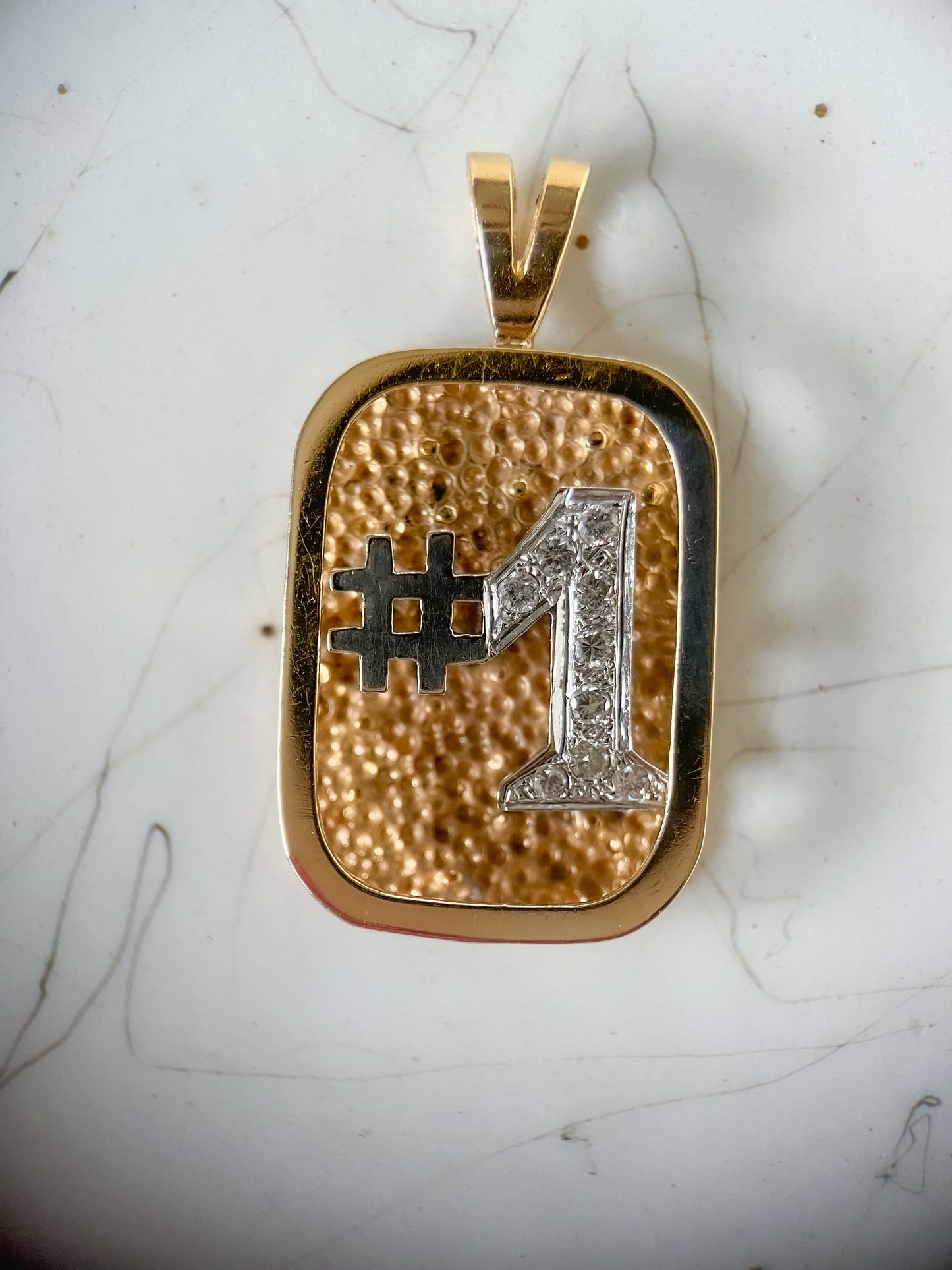 Vintage #1 Natural Diamond 14k Yellow Gold Charm