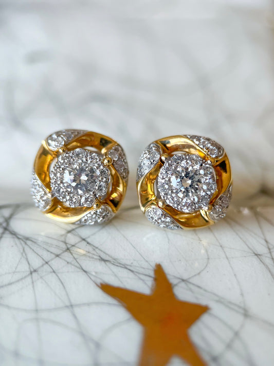 Natural Diamond 14k Yellow Gold Stud Earrings
