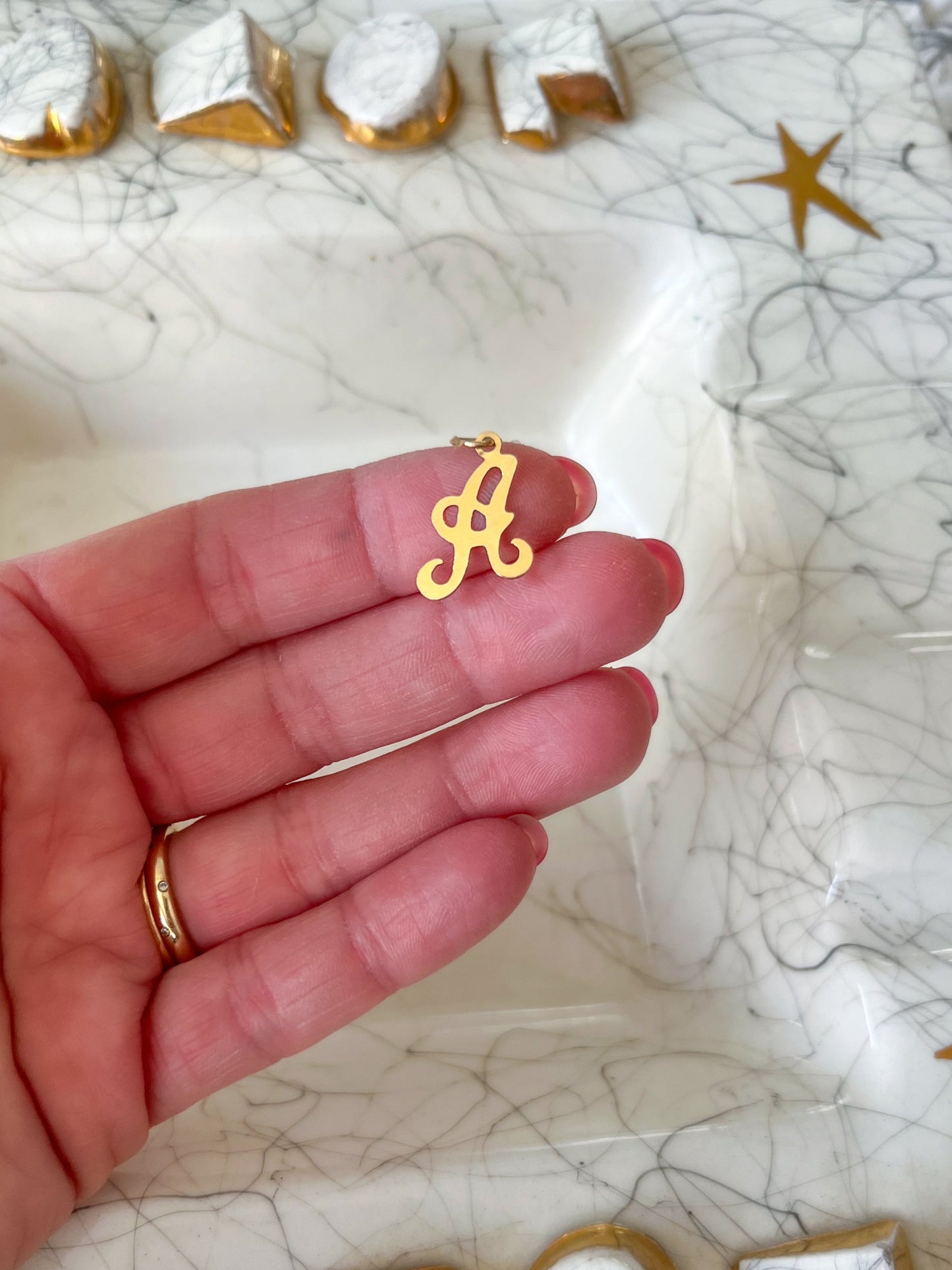 Vintage 'A' 14k Yellow Gold Letter Initial Charm