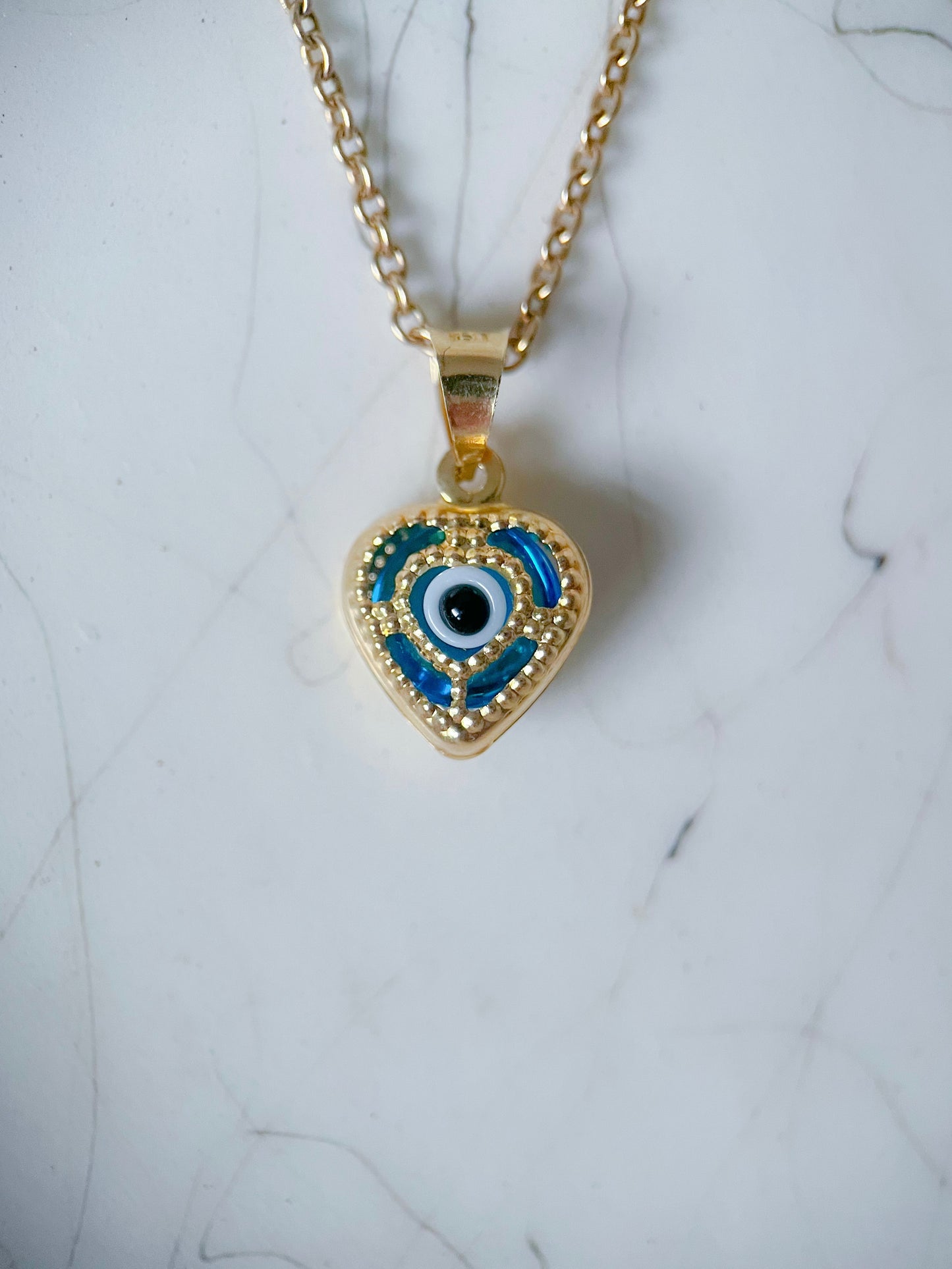 Heart Evil Eye 14k Yellow Gold Charm