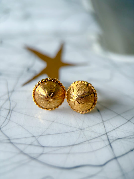 Vintage Dome 14k Yellow Gold Stud Earrings