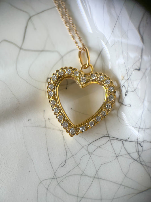 Vintage Natural Diamond Open Heart Charm