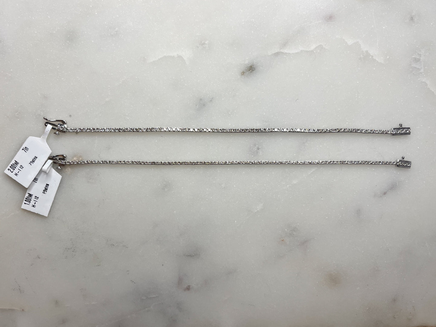 Natural Diamond Tennis Bracelet - 7 Inches - 14k White Gold 1 cttw, 2 cttw