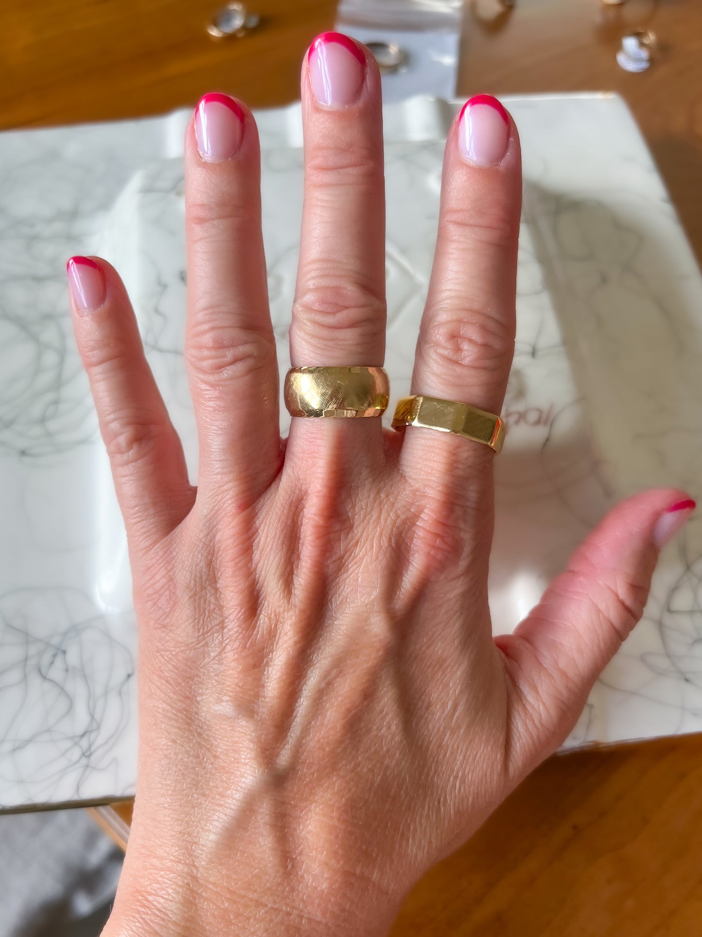 Vintage 14k Yellow Gold Chunky Etched Band Ring