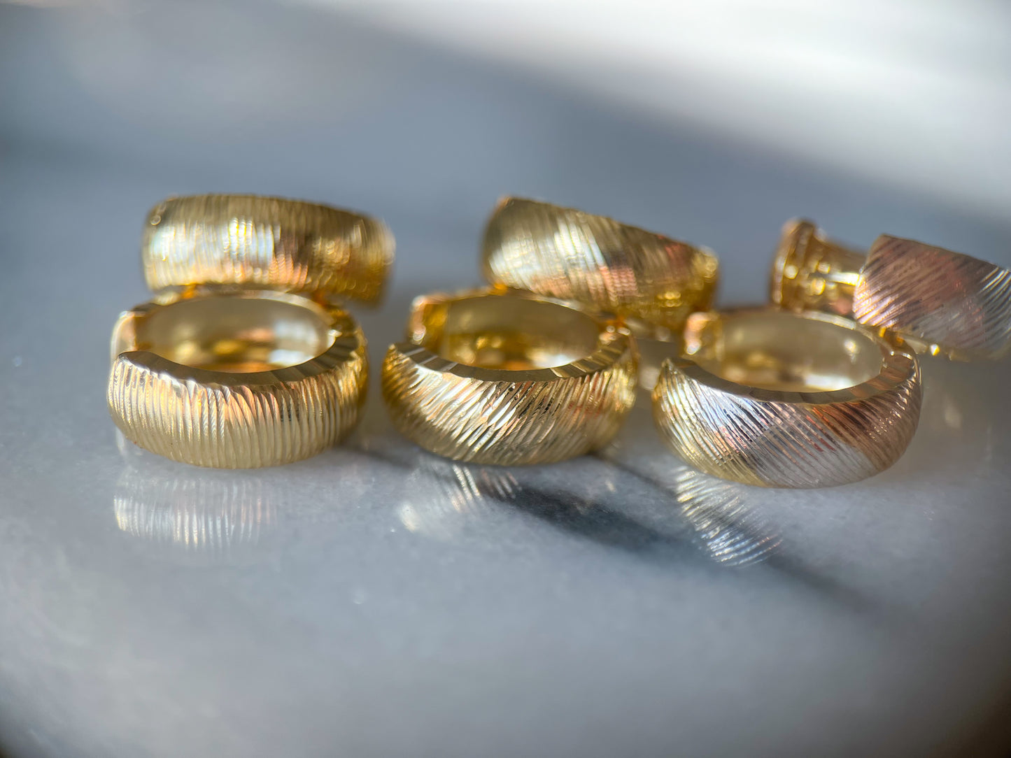 14k Yellow and Tri Colored Gold Huggies - 3 Styles