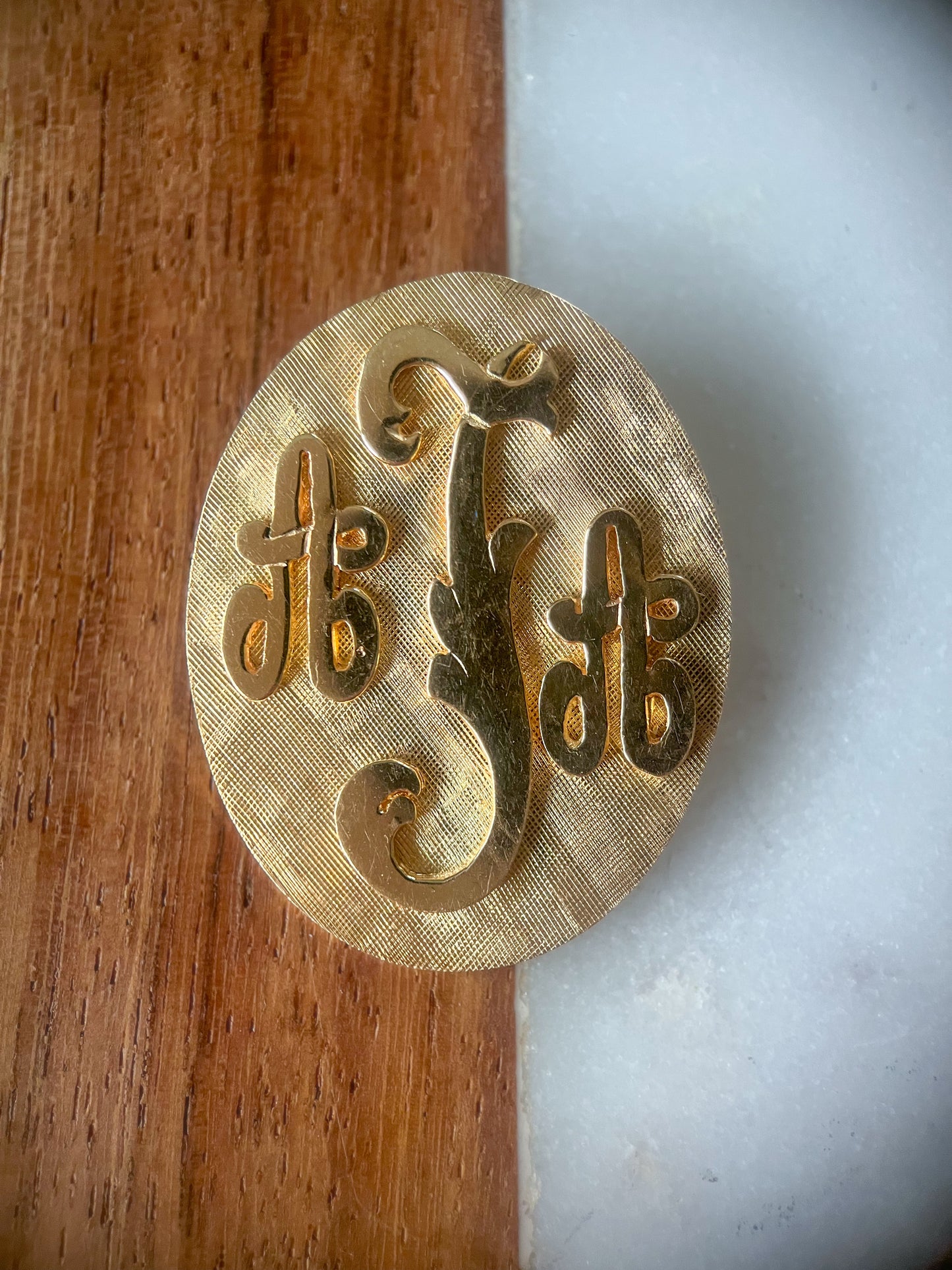 Vintage "AAT" Initial 14k Yellow Gold Pin and Pendant, circa 1980