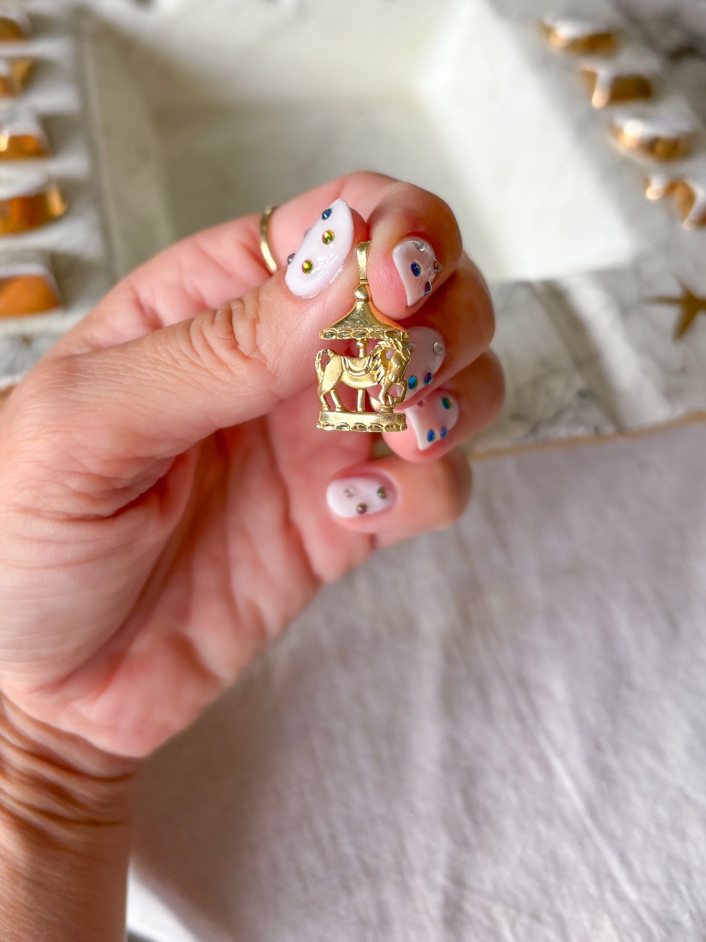 Vintage Carousel 14k Yellow Gold Charm