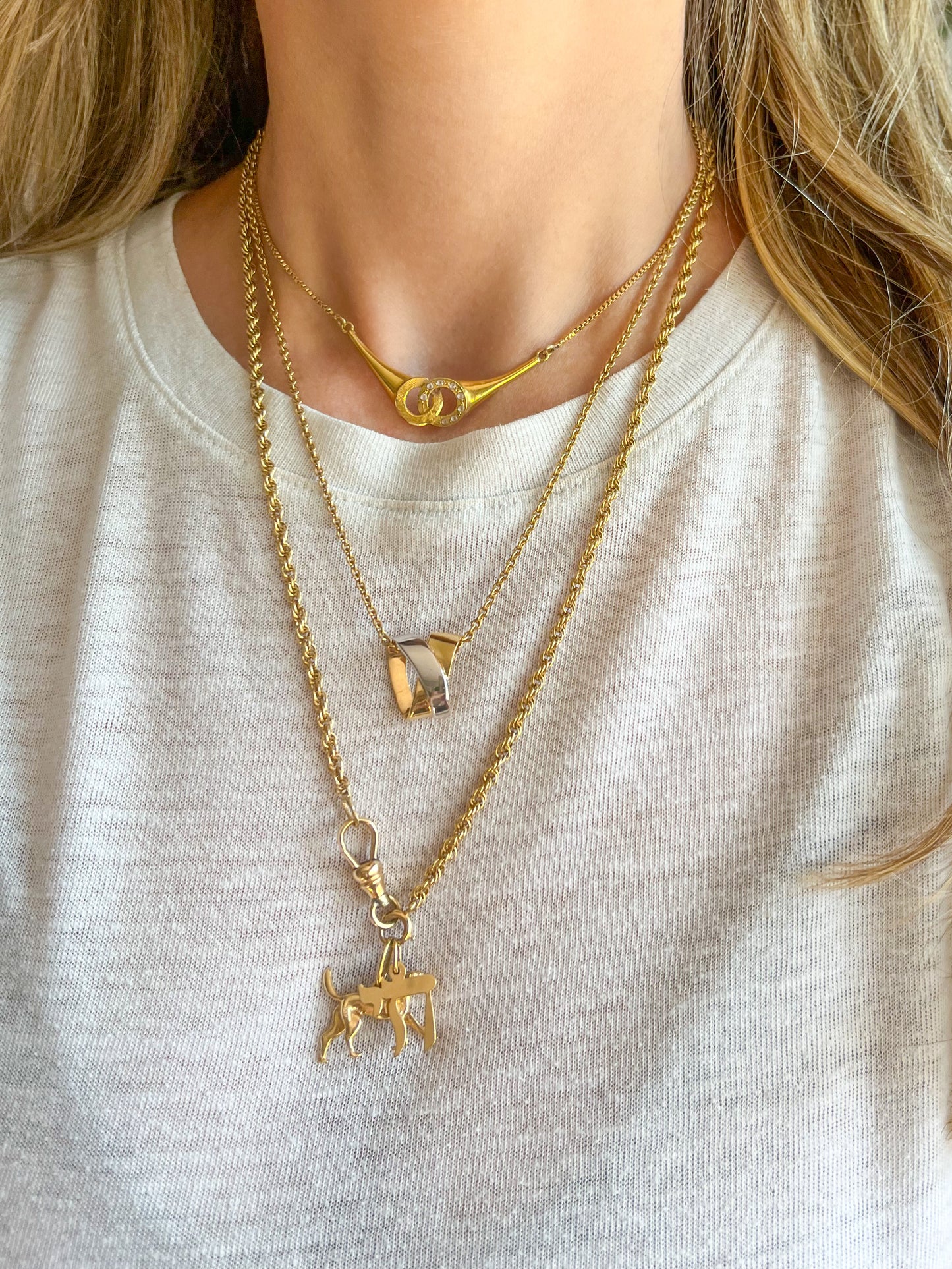 Vintage Two Toned Slider in 14k Yellow and White Gold