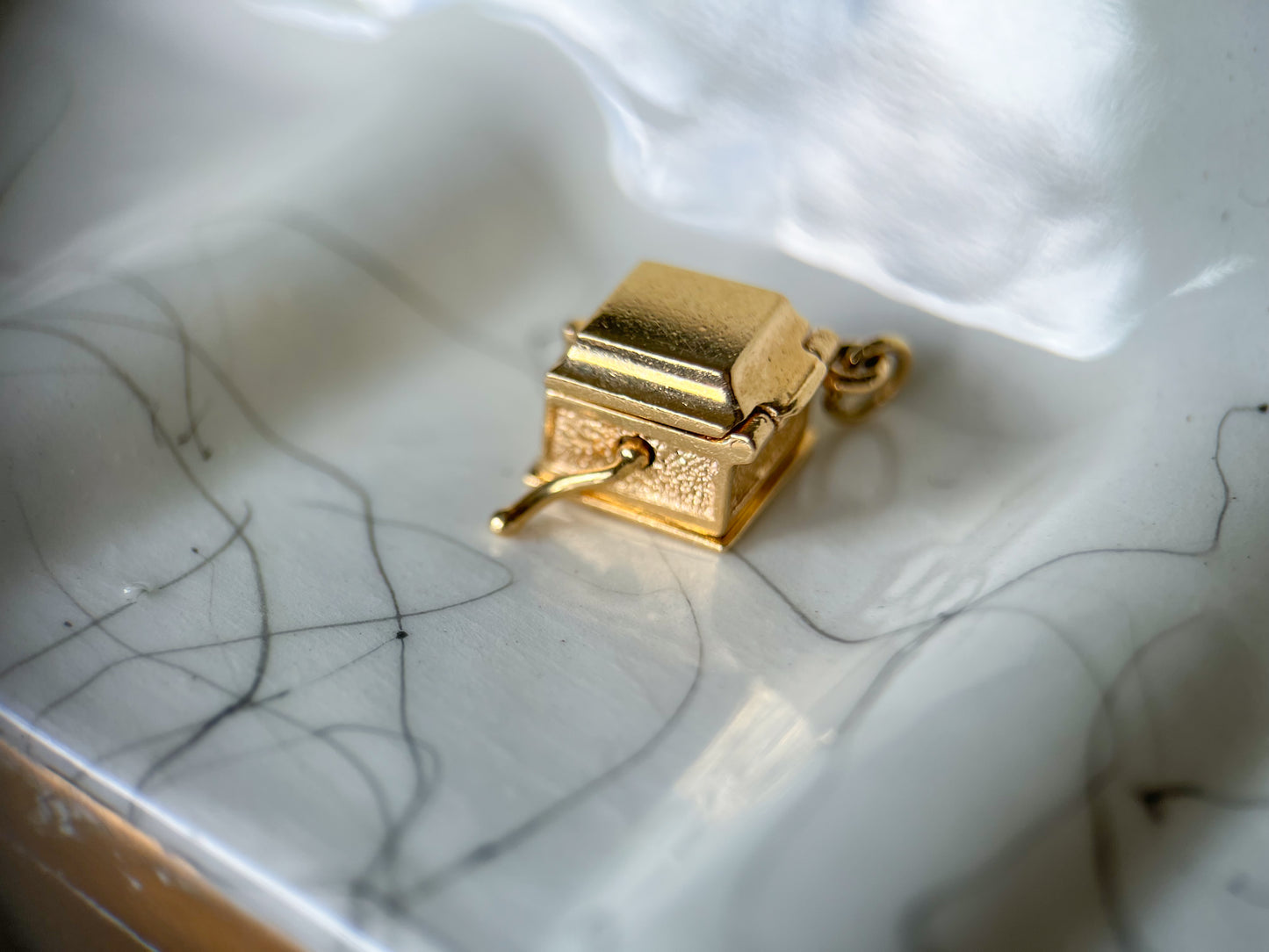 Vintage Music Box 14k Yellow Gold Charm