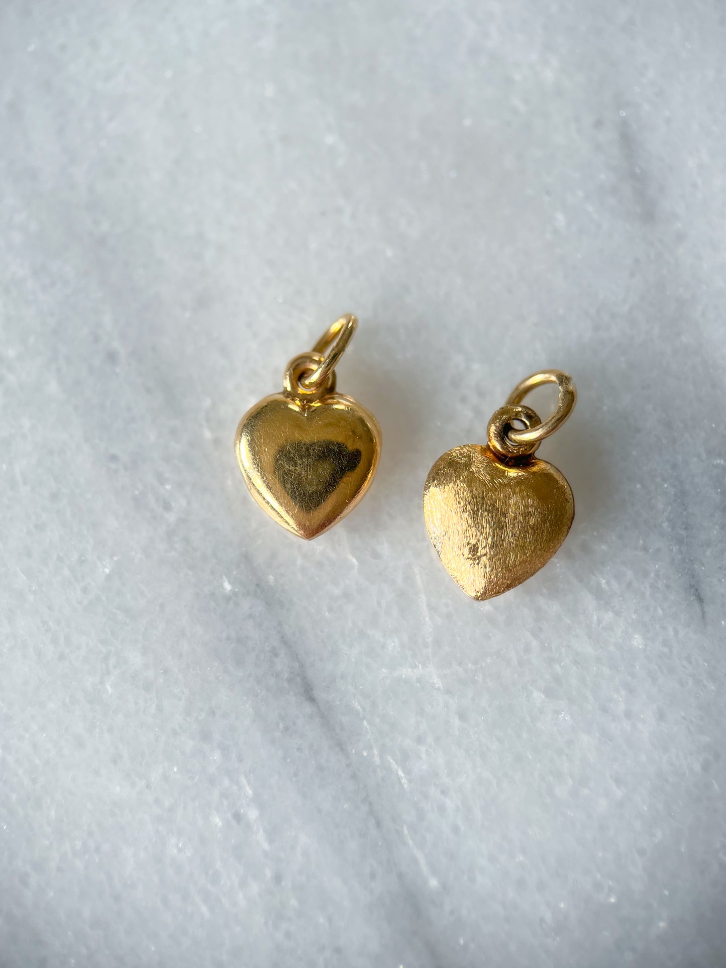 Vintage Mini Shiny Puffy Heart 14k Yellow Gold Charm