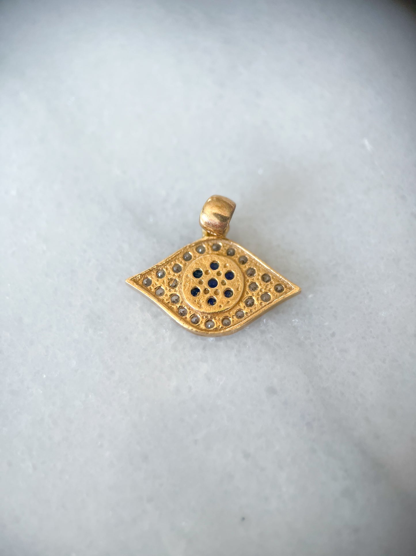 Evil Eye 10k Yellow Gold with CZs Charm