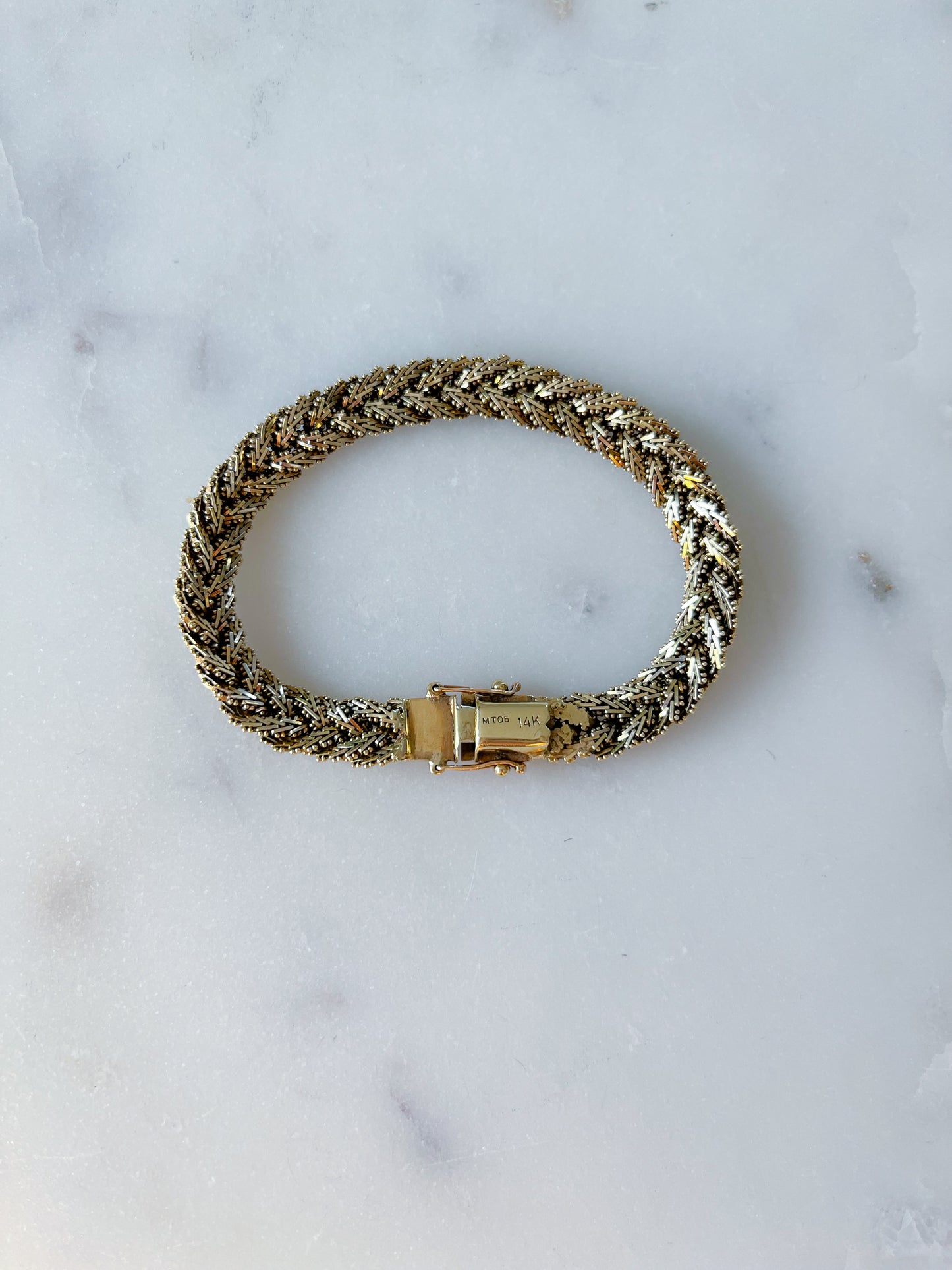 Vintage Weaved 14k Yellow Gold 7 3/4 Inch Bracelet