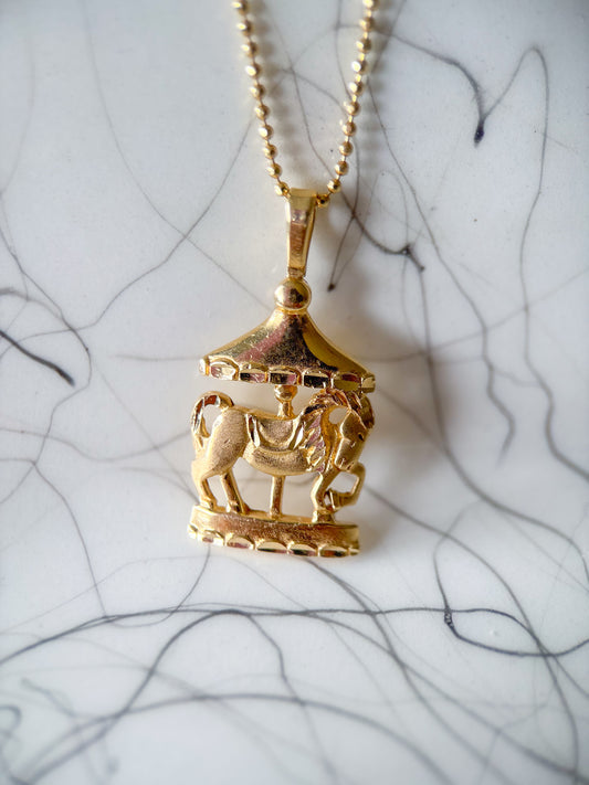 Vintage Carousel 14k Yellow Gold Charm