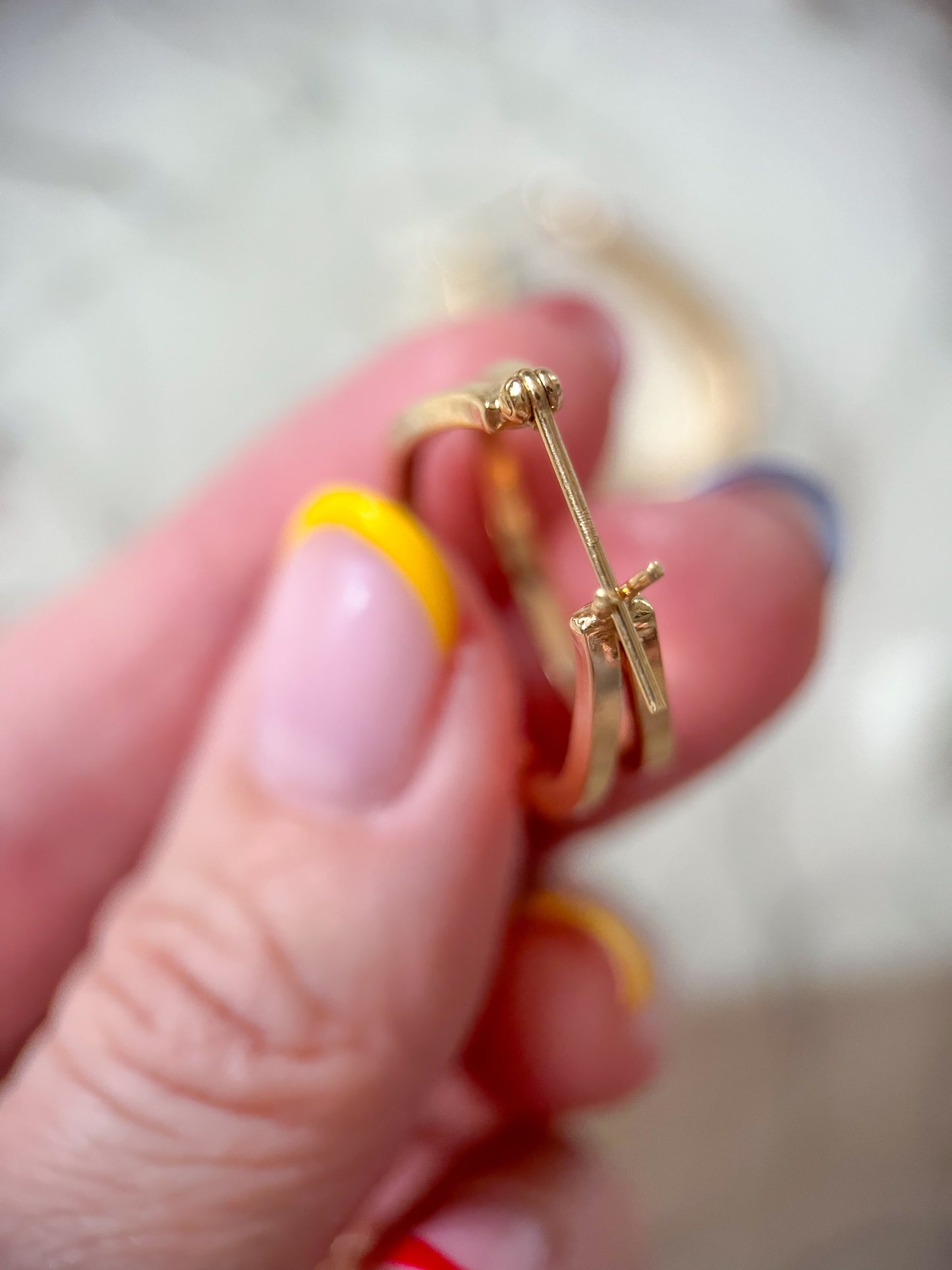 Vintage Oval Double Hoop 14k Yellow Gold Earrings