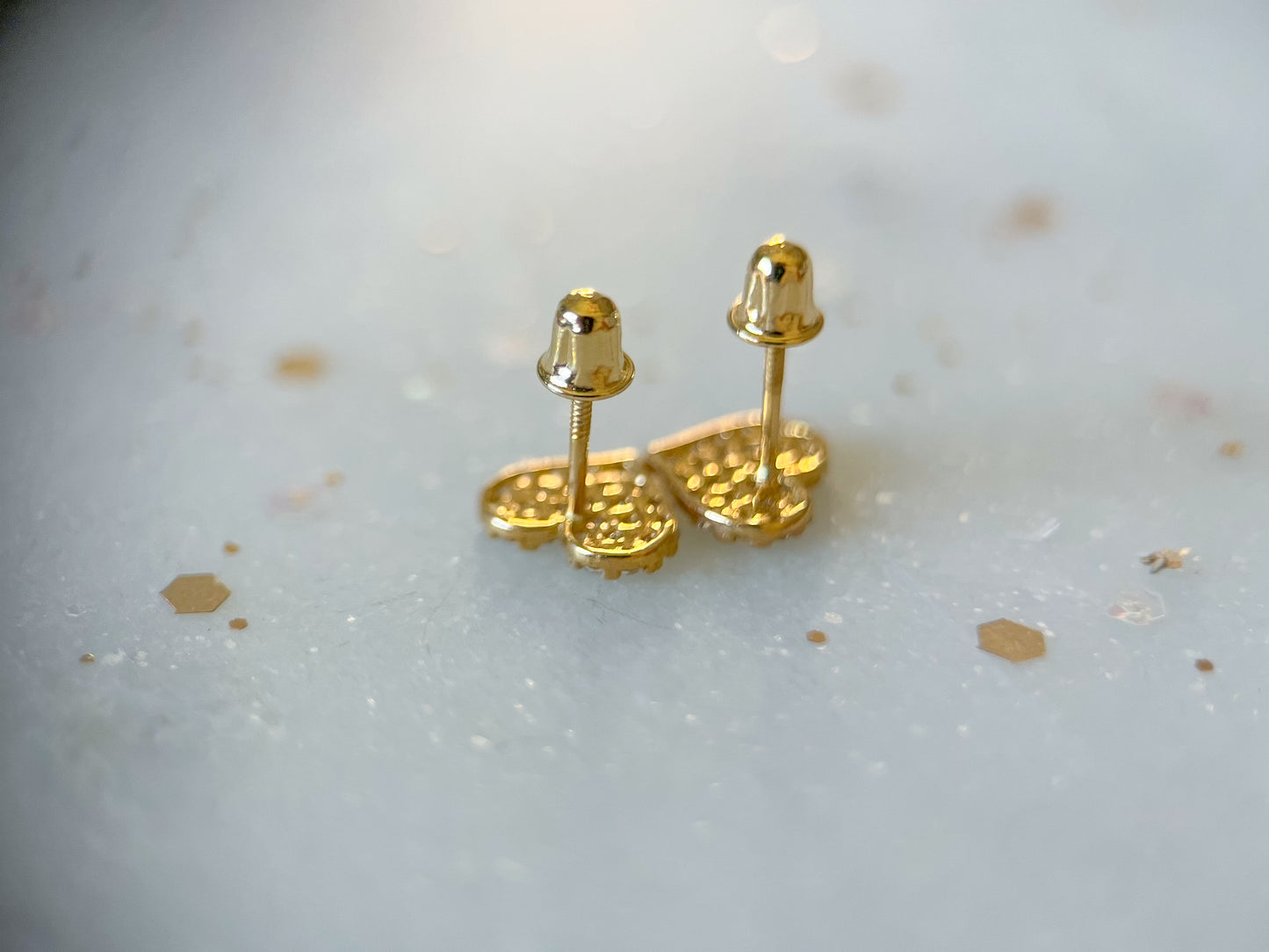 Mini 14k Yellow Gold Hearts with CZ Stud Earrings