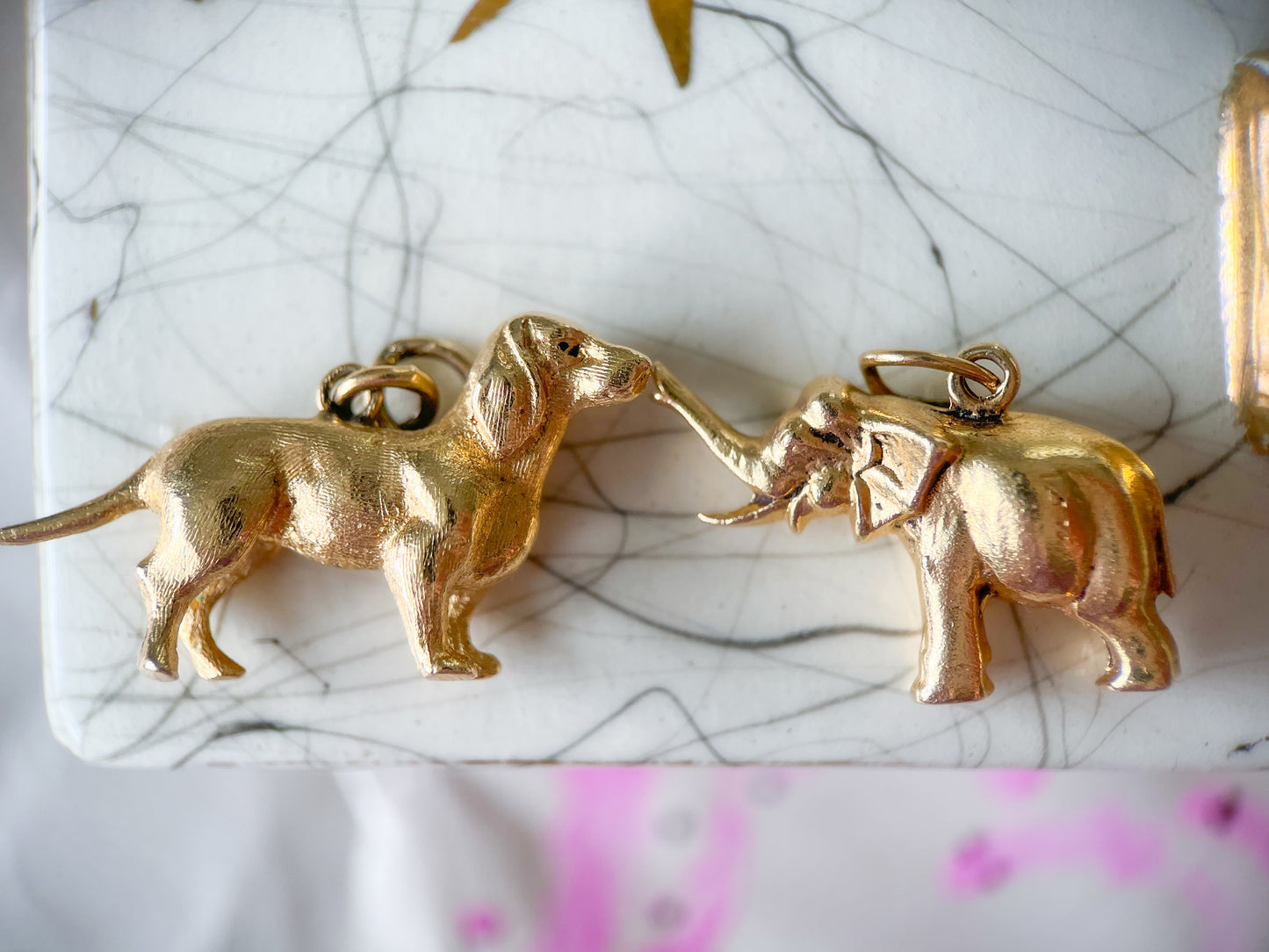 Vintage Elephant 14k Yellow Gold Charm, circa 1950s-60s