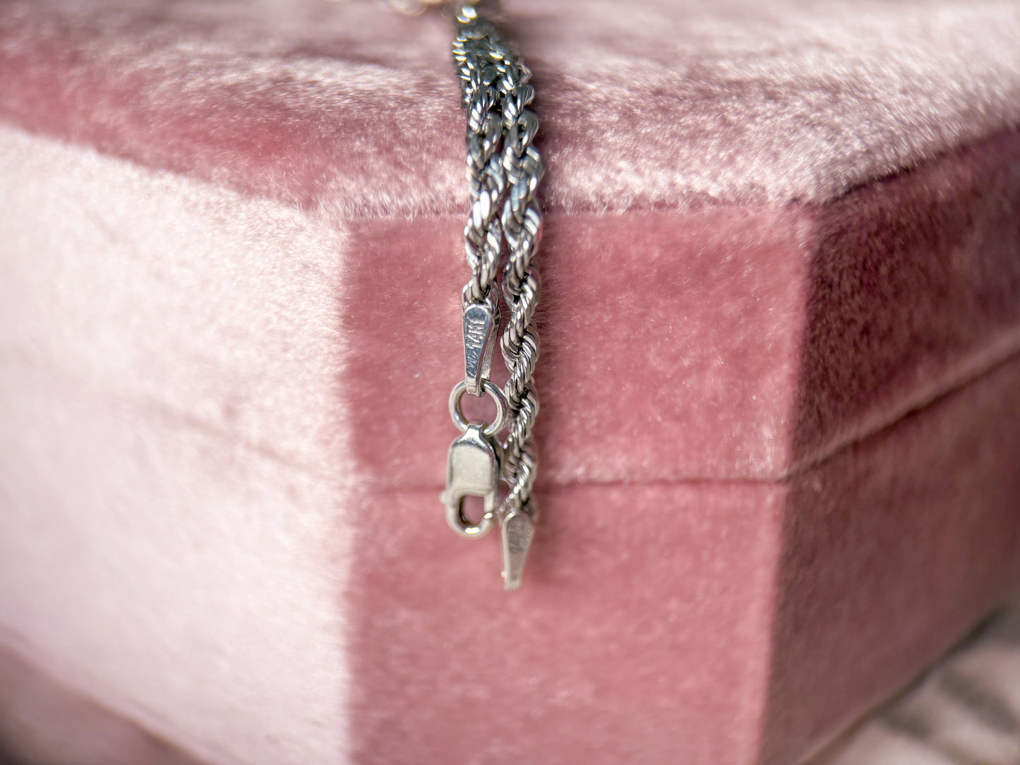 Vintage 14k White Gold 20 Inch Rope Chain