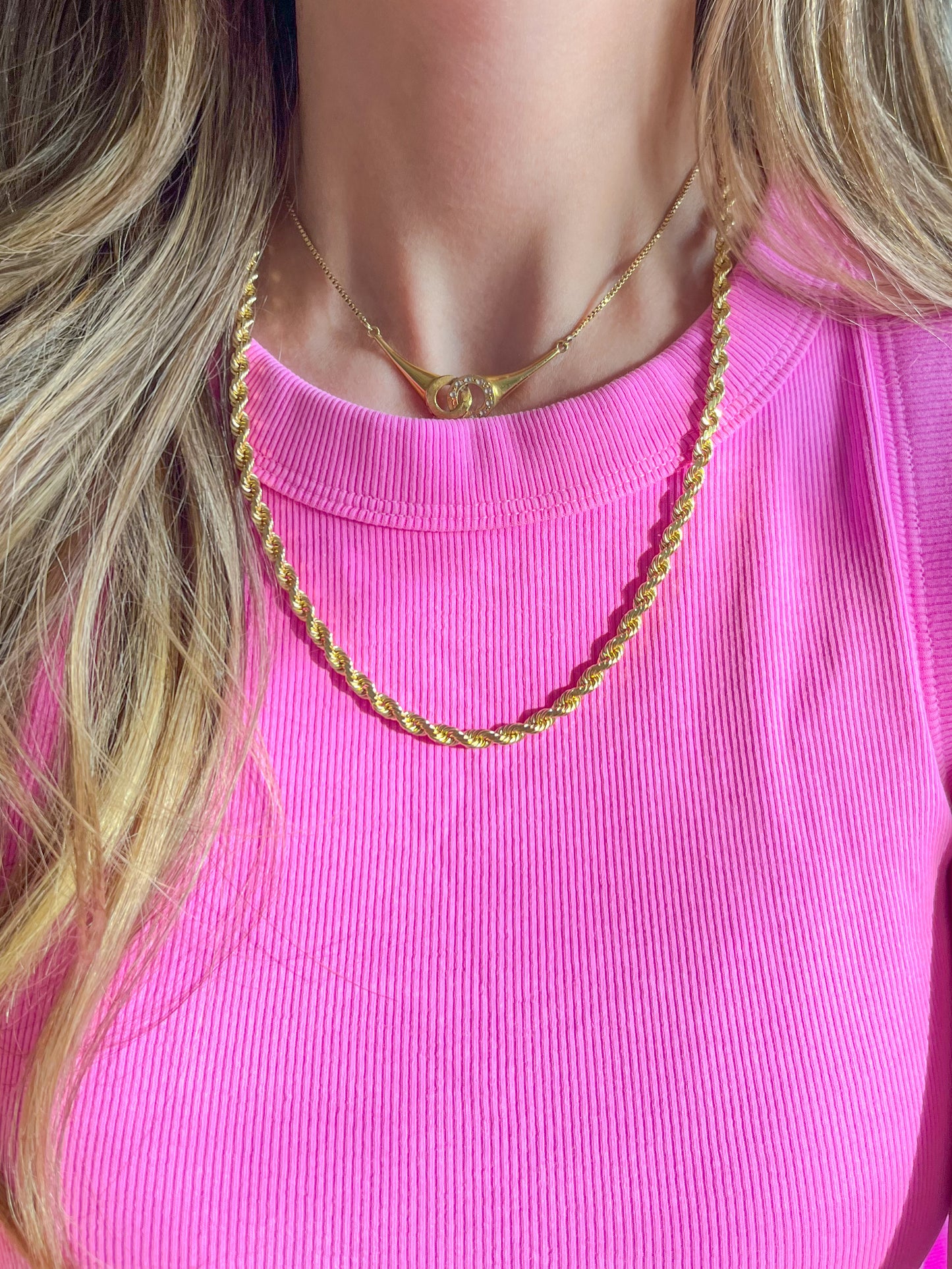 Chunky Rope Chain 10k Yellow Gold Chain 20 Inch Necklace