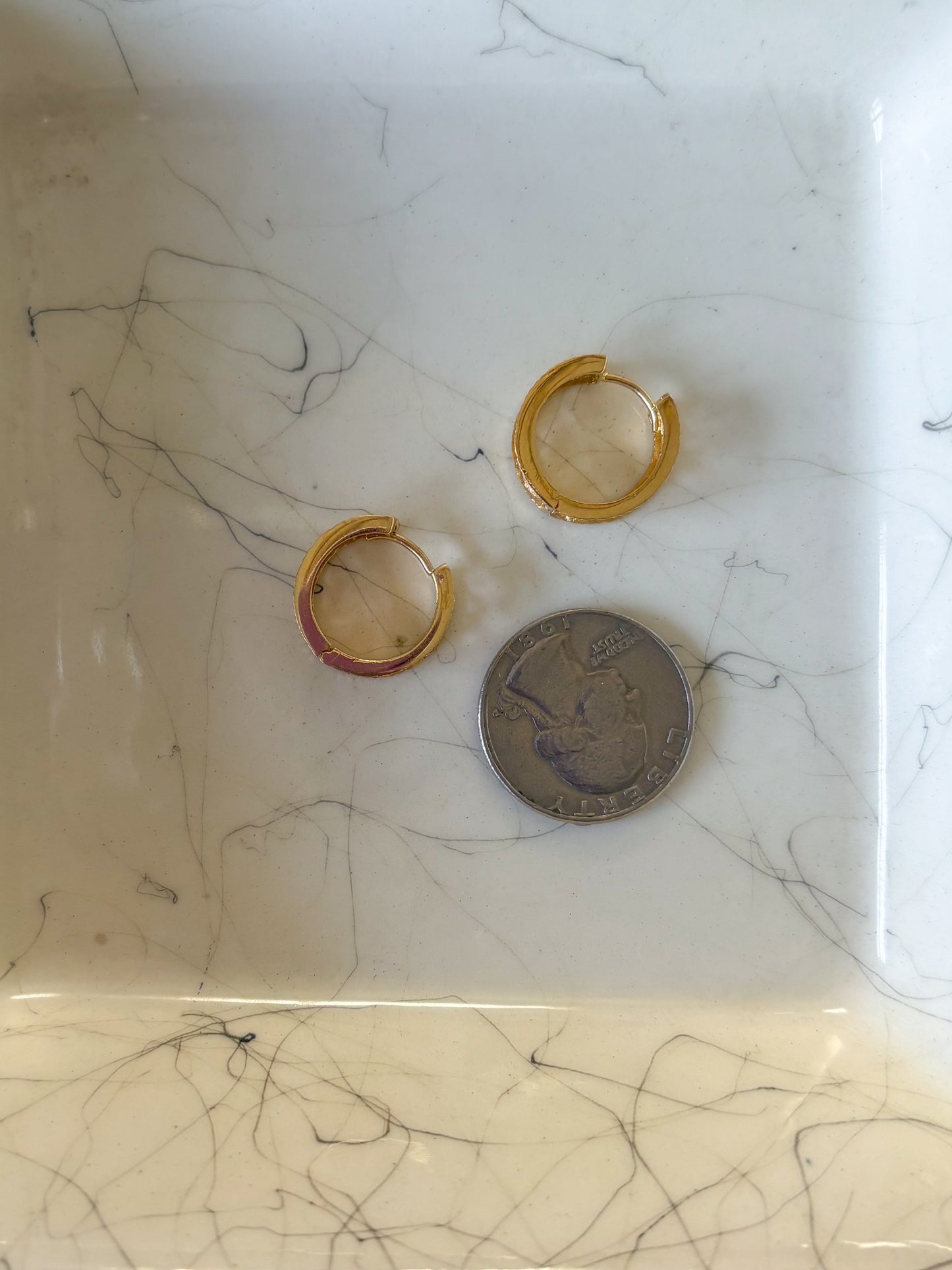 Vintage Filigree Huggies 14k Yellow Gold Earrings