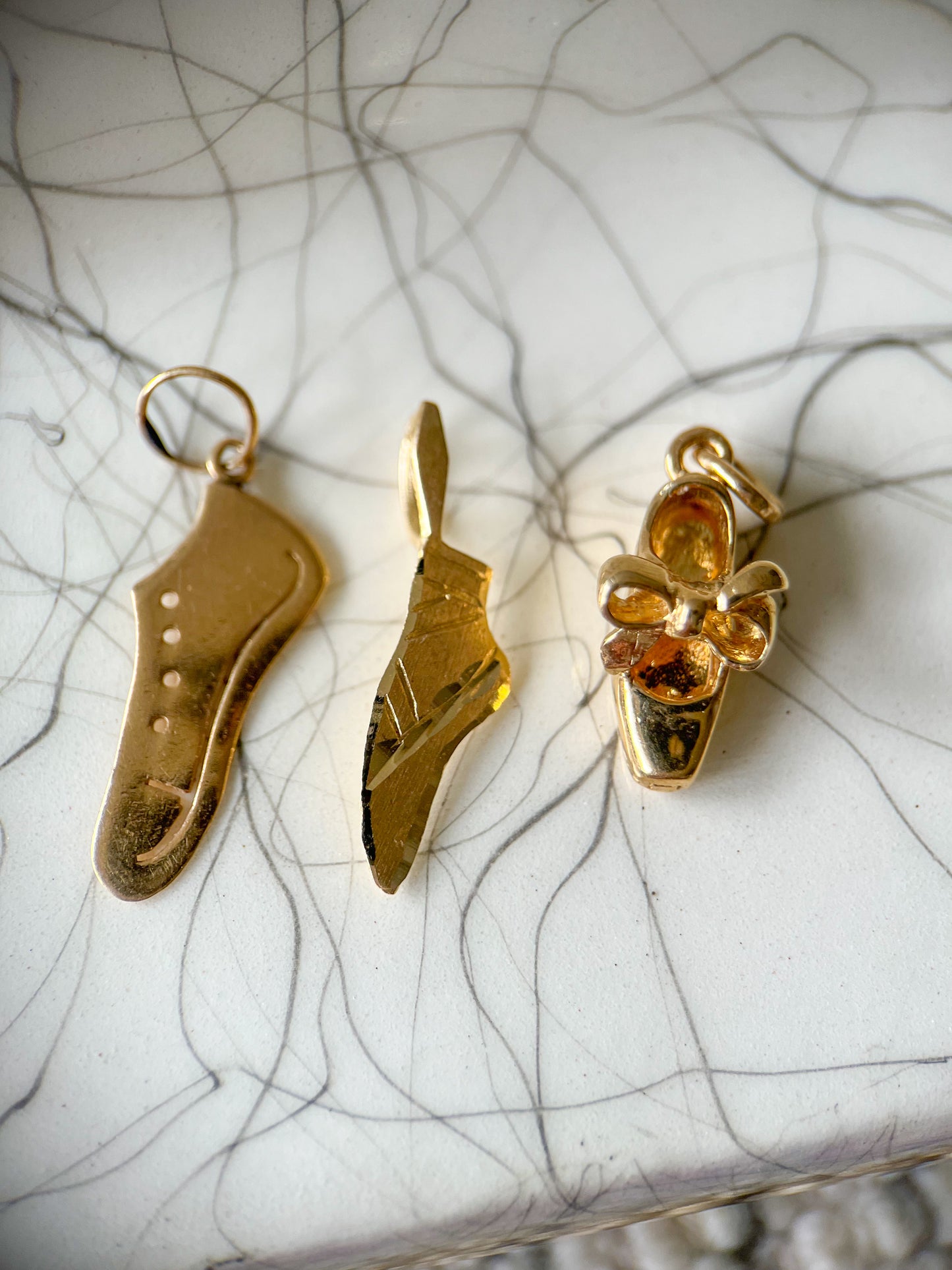 Vintage Sneaker and Ballet Shoe 14k Yellow Gold Charms
