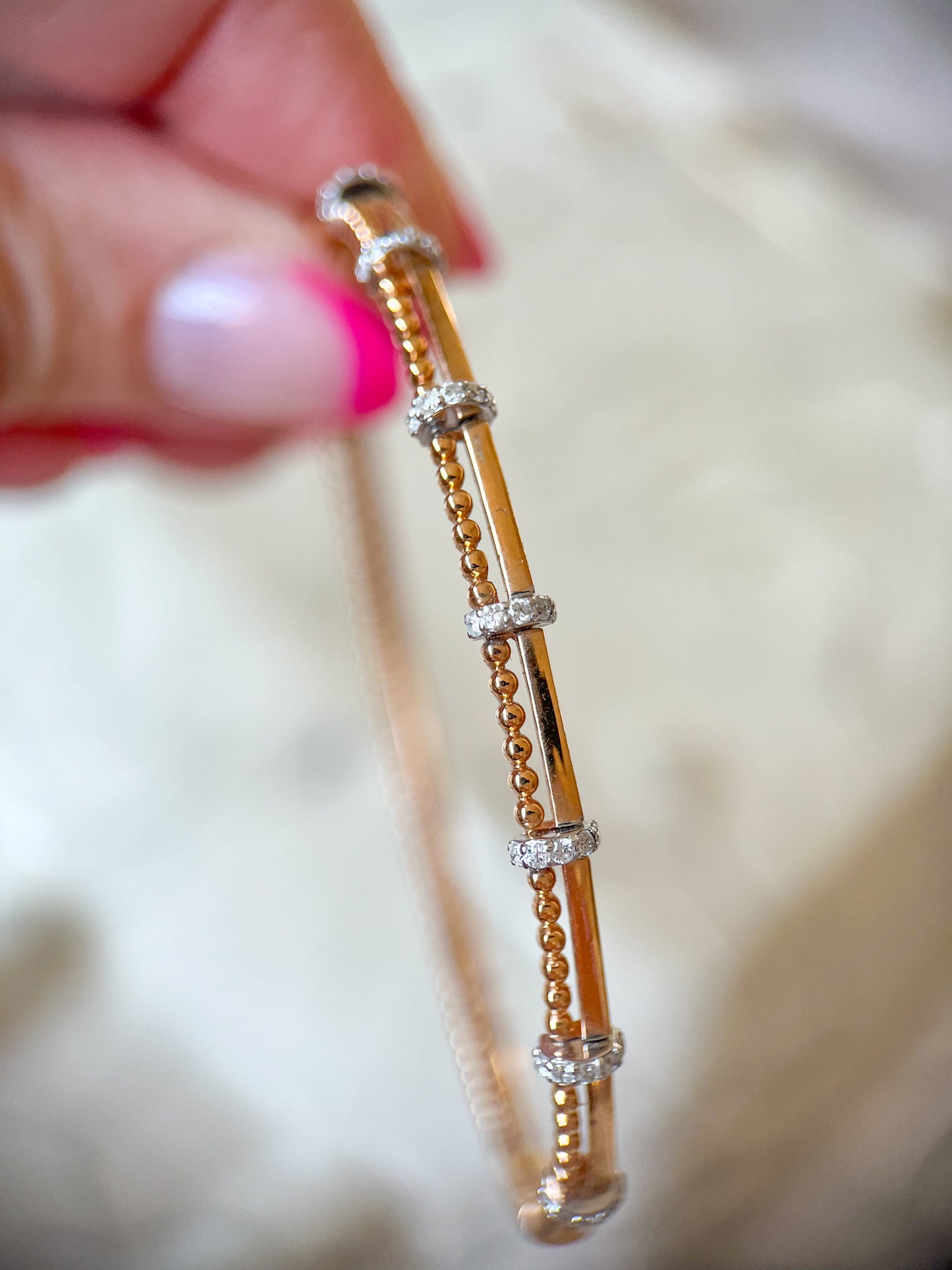 18k Rose Gold Natural Diamond Bangle
