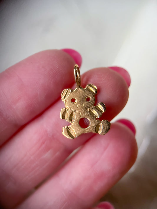 Vintage Teddy Bear 14k Yellow Gold Charm