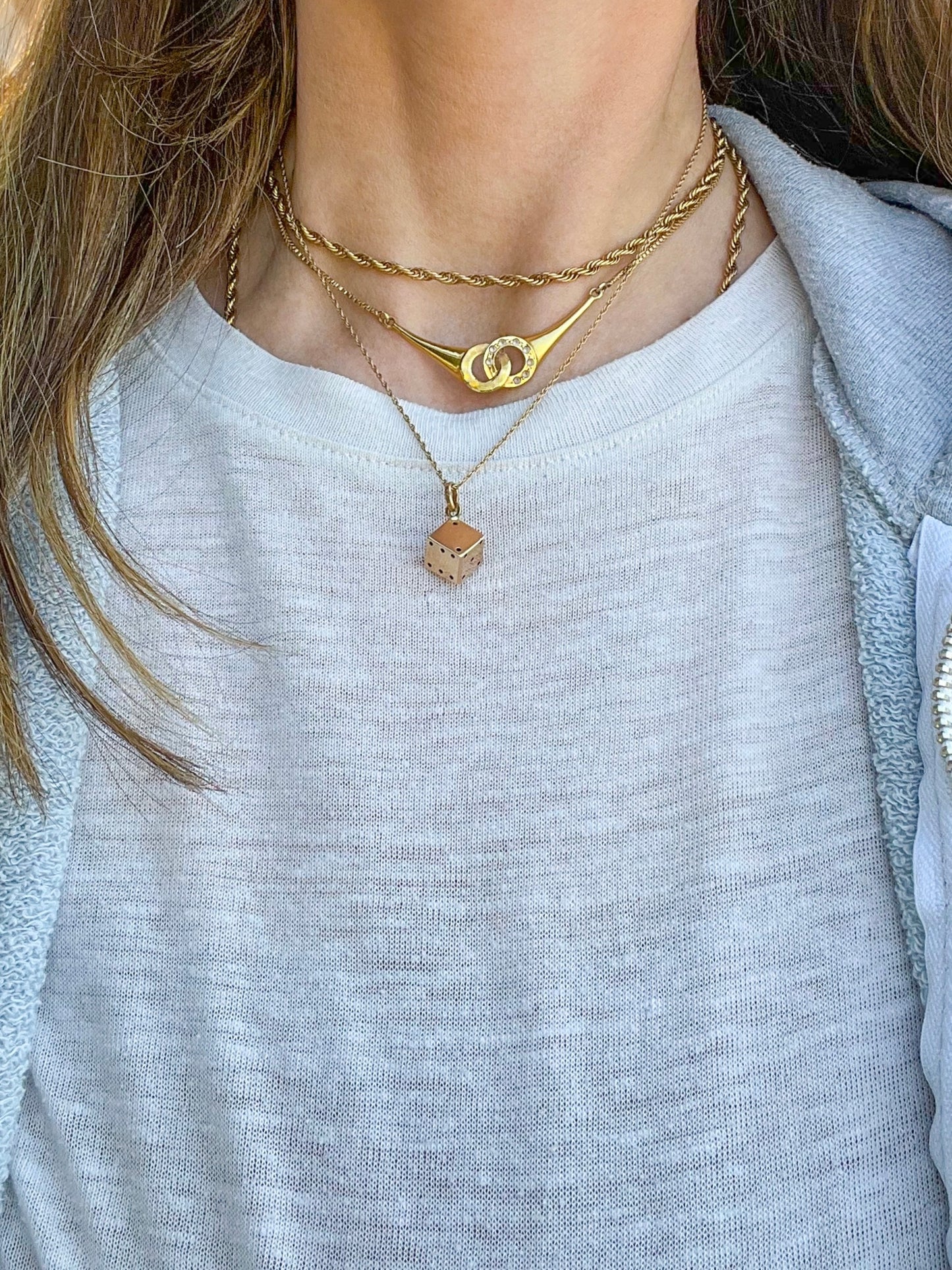 Vintage 3D Dice 14k Yellow Gold Charm