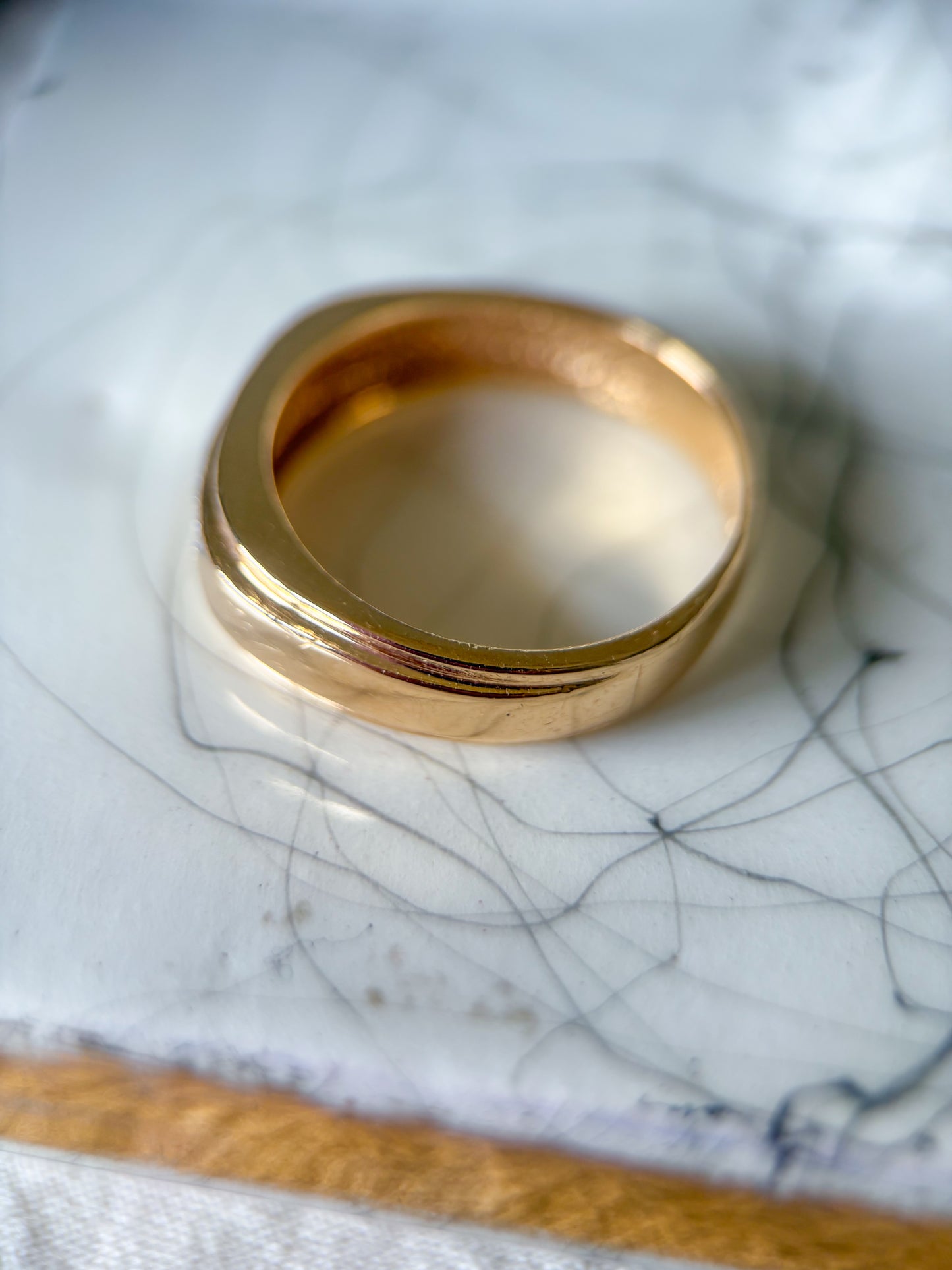 Vintage Natural Diamond 14k Yellow Gold Mens Ring