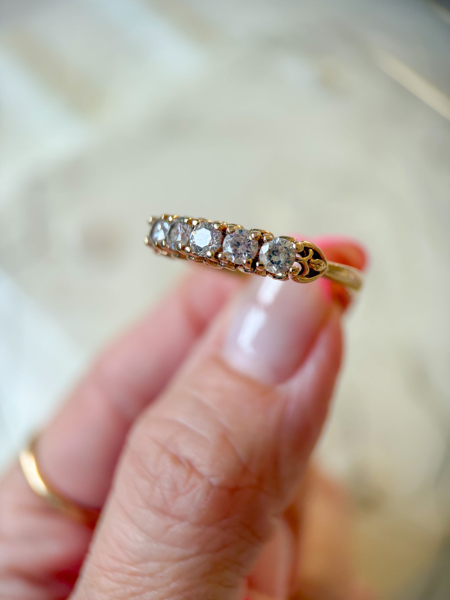 Vintage CZ Half Band 14k Yellow Gold Ring