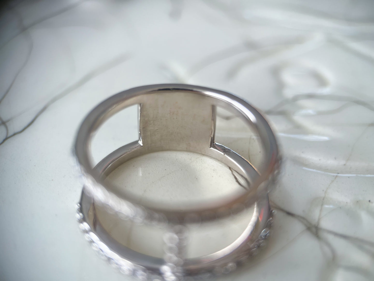 Double Band 14k White Gold Natural Diamond Ring