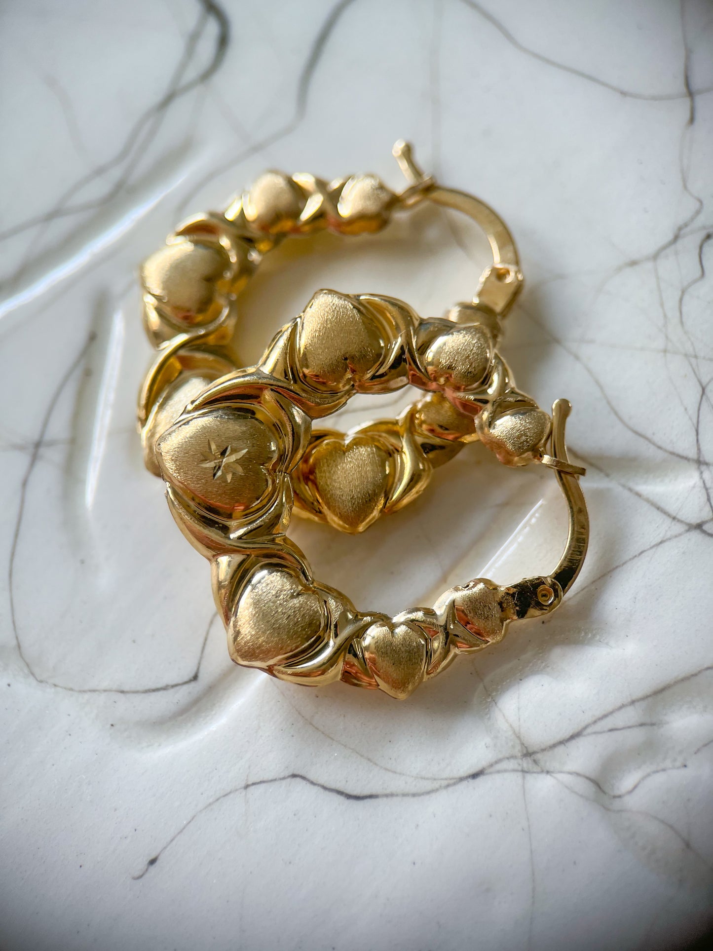 Various Heart 10k Yellow Gold Hoops - 3 Sizes