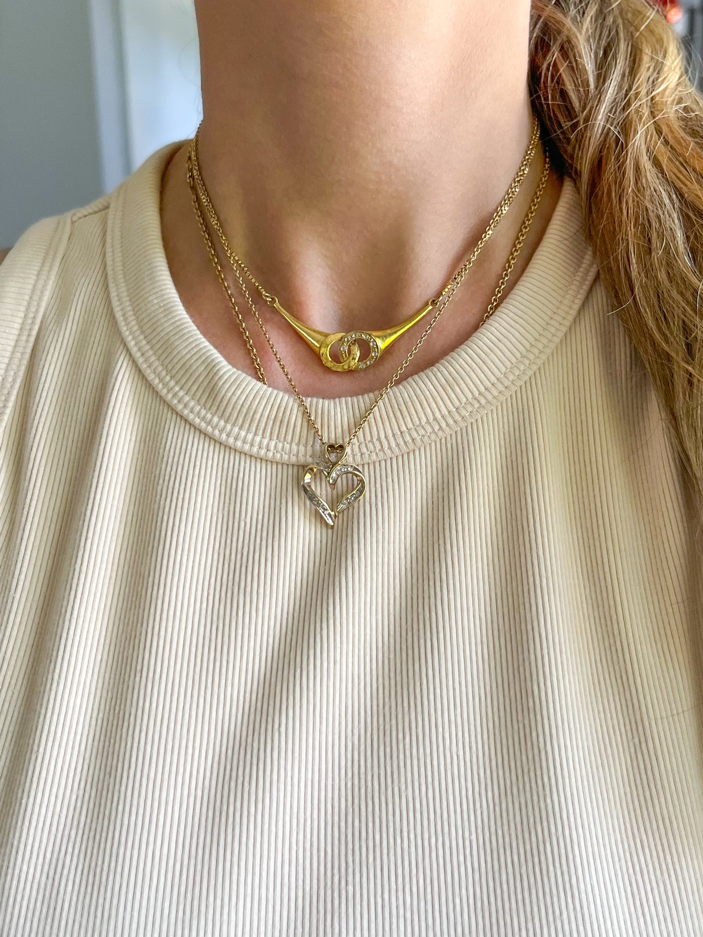 Vintage Natural Diamond Heart 10k Yellow Gold Charm