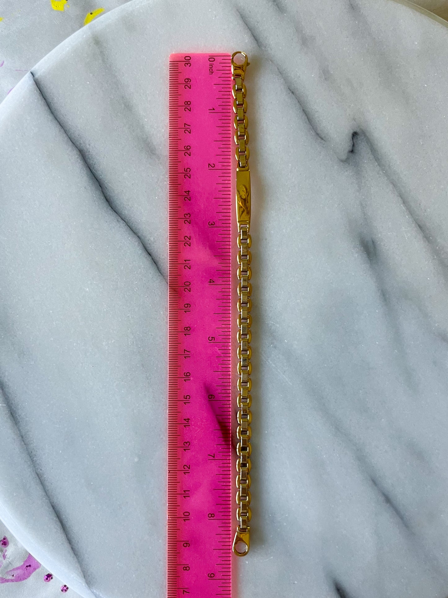 Vintage 18k Yellow and White Gold, Two Toned ID 8.5 Inch Bracelet