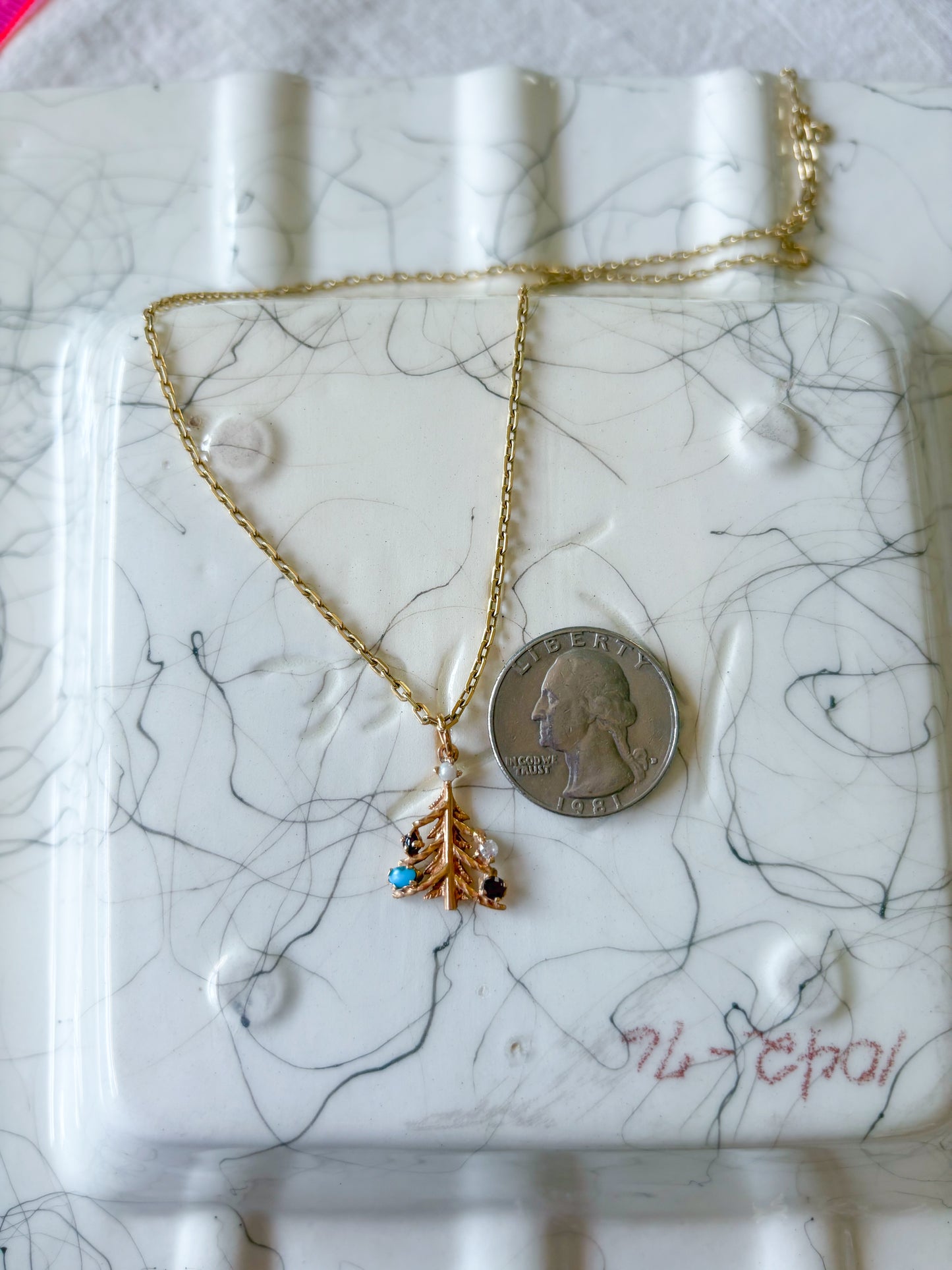 Vintage Christmas Tree 14k Yellow Gold Charm