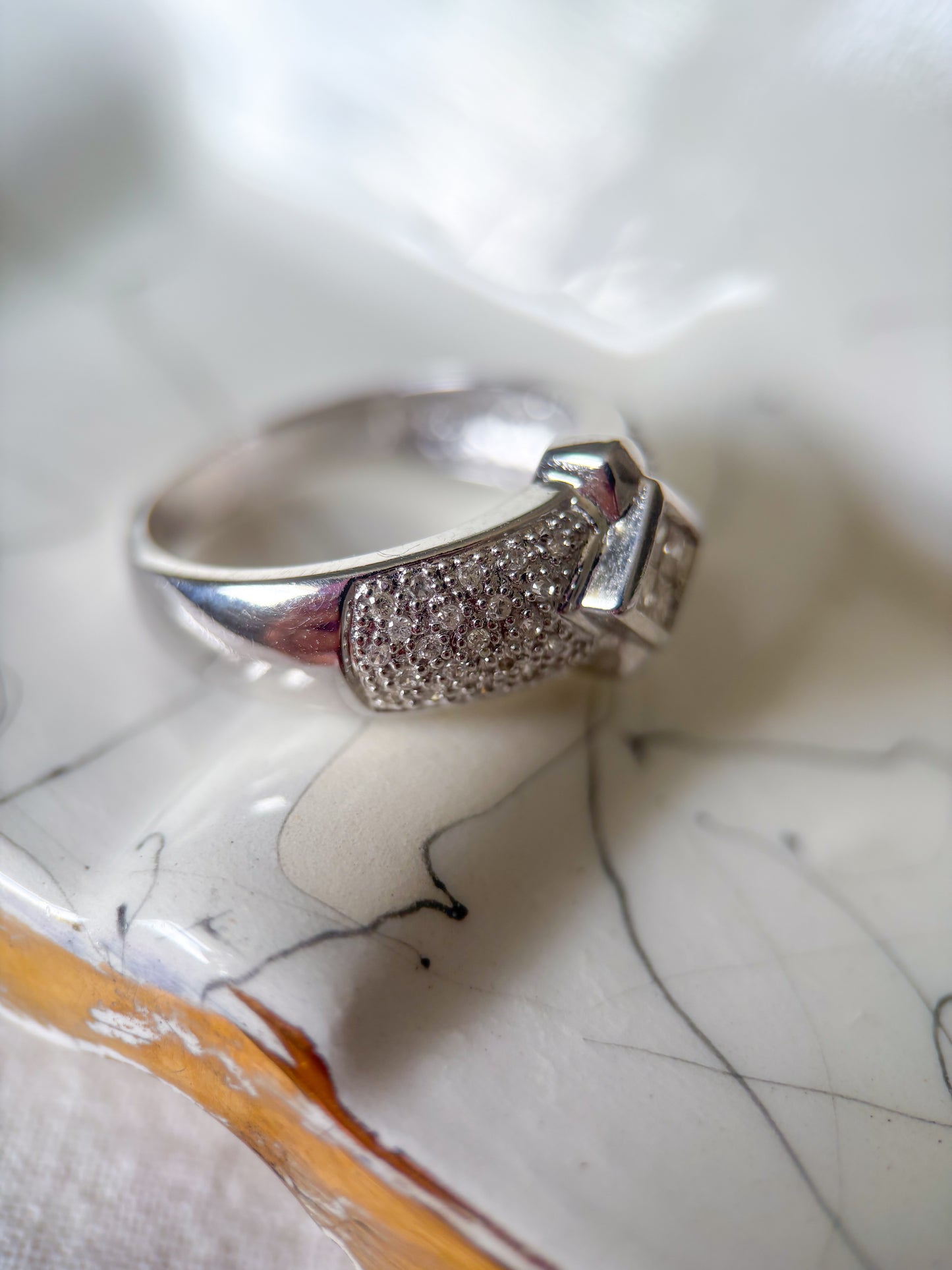 Vintage Natural Diamond 14k White Gold Ring