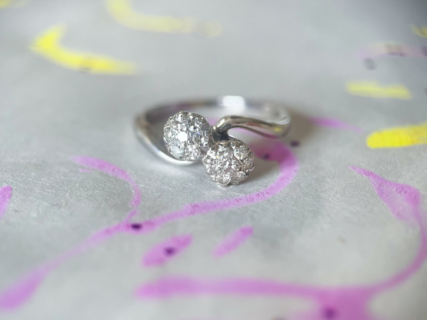 Vintage Natural Diamond 14k White Gold Ring