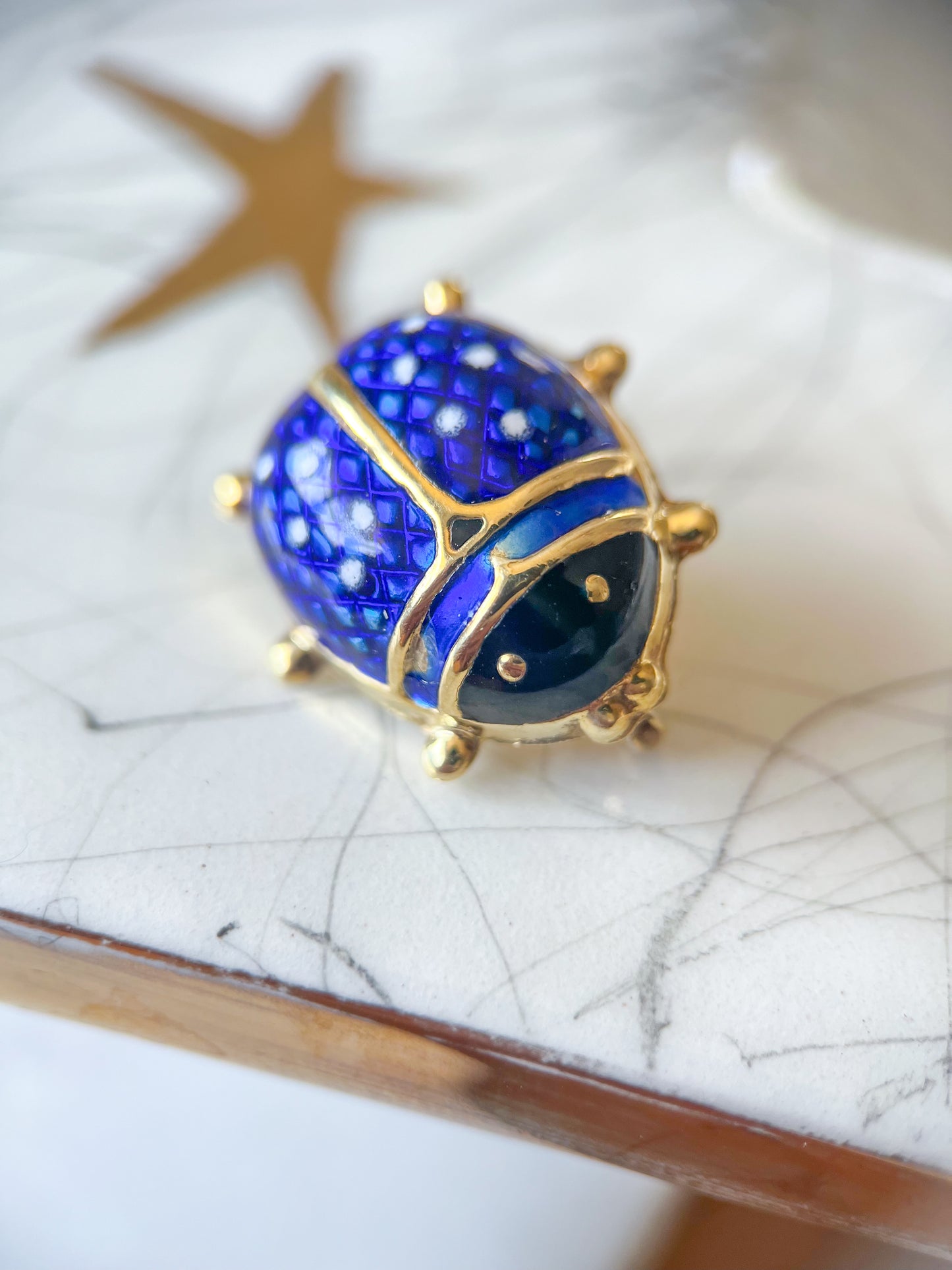 Vintage UnoAErre Ladybug Enamel 14k Yellow Gold Pin (can be converted into a charm)