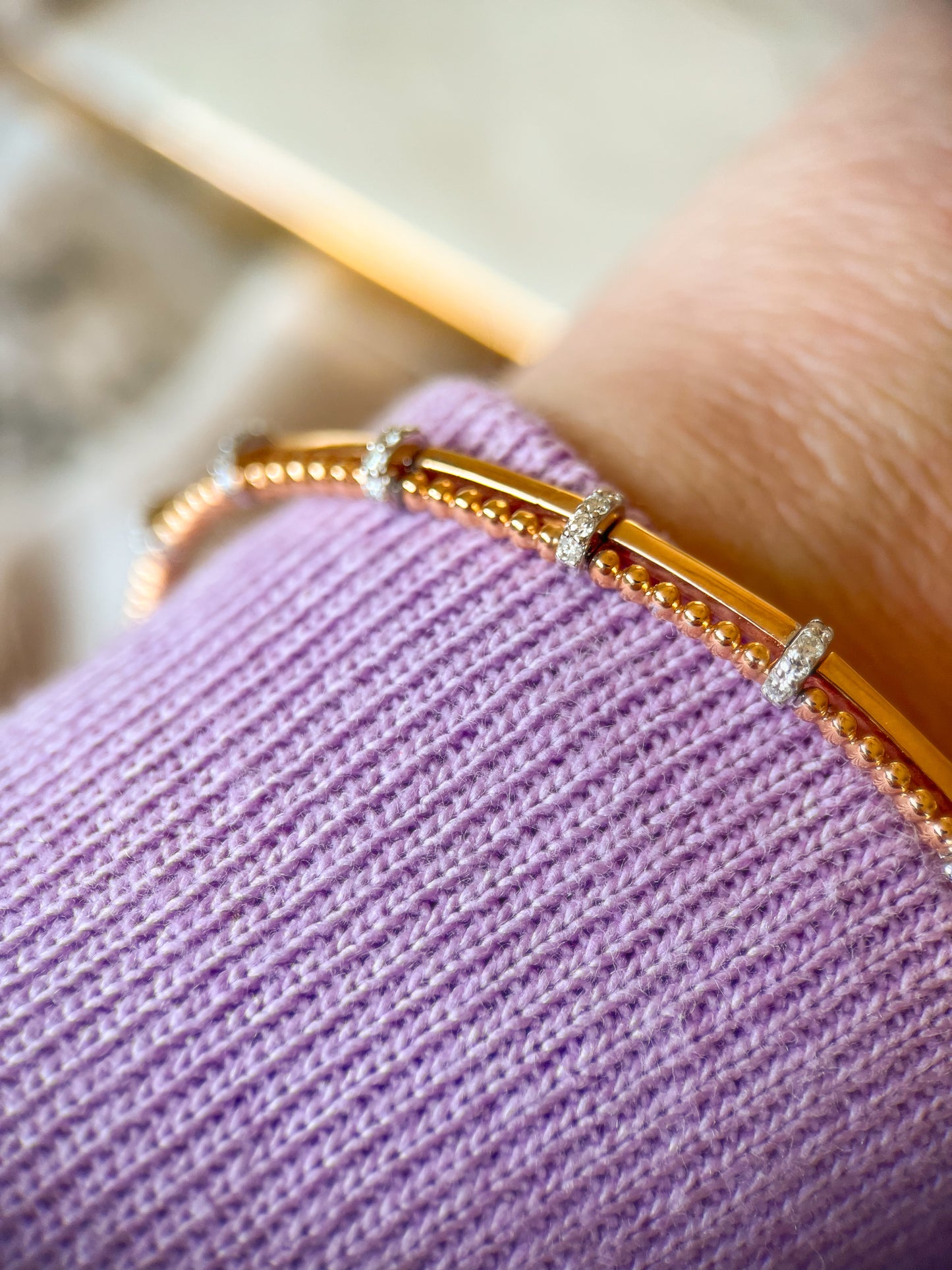 18k Rose Gold Natural Diamond Bangle