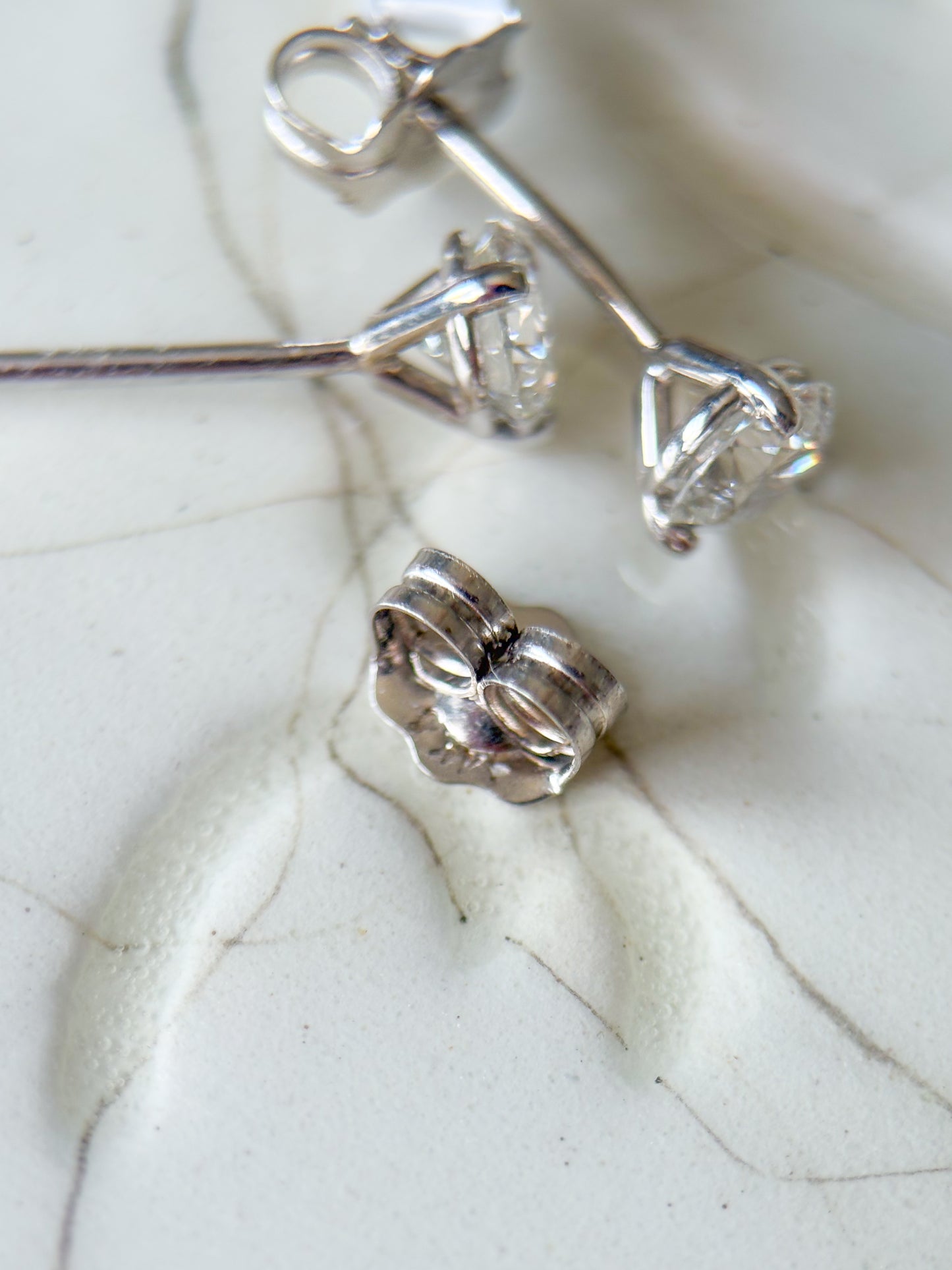 Lab Grown 0.52 Carat Total Weight Round Diamonds 14k White Gold Stud Earrings