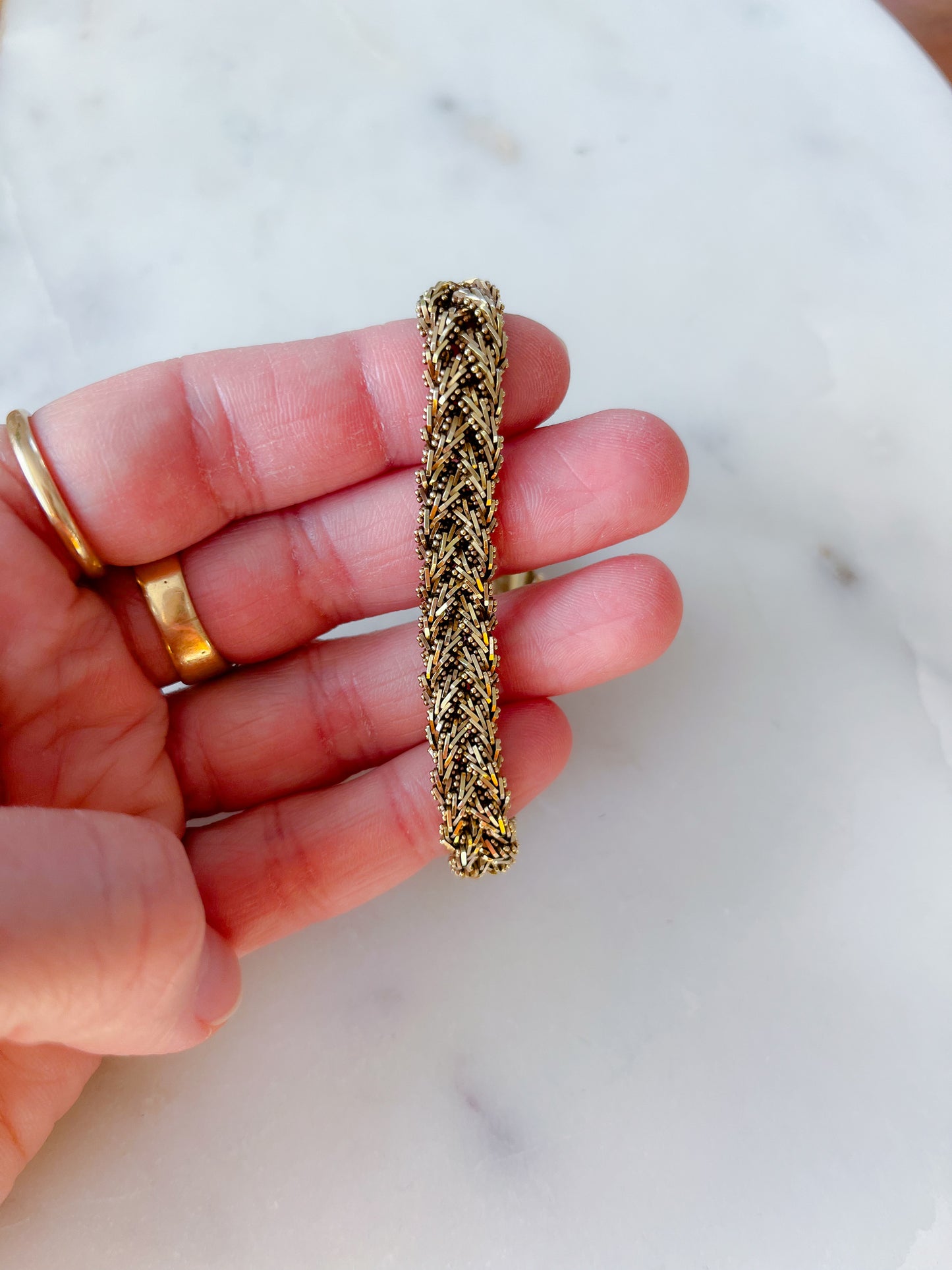 Vintage Weaved 14k Yellow Gold 7 3/4 Inch Bracelet
