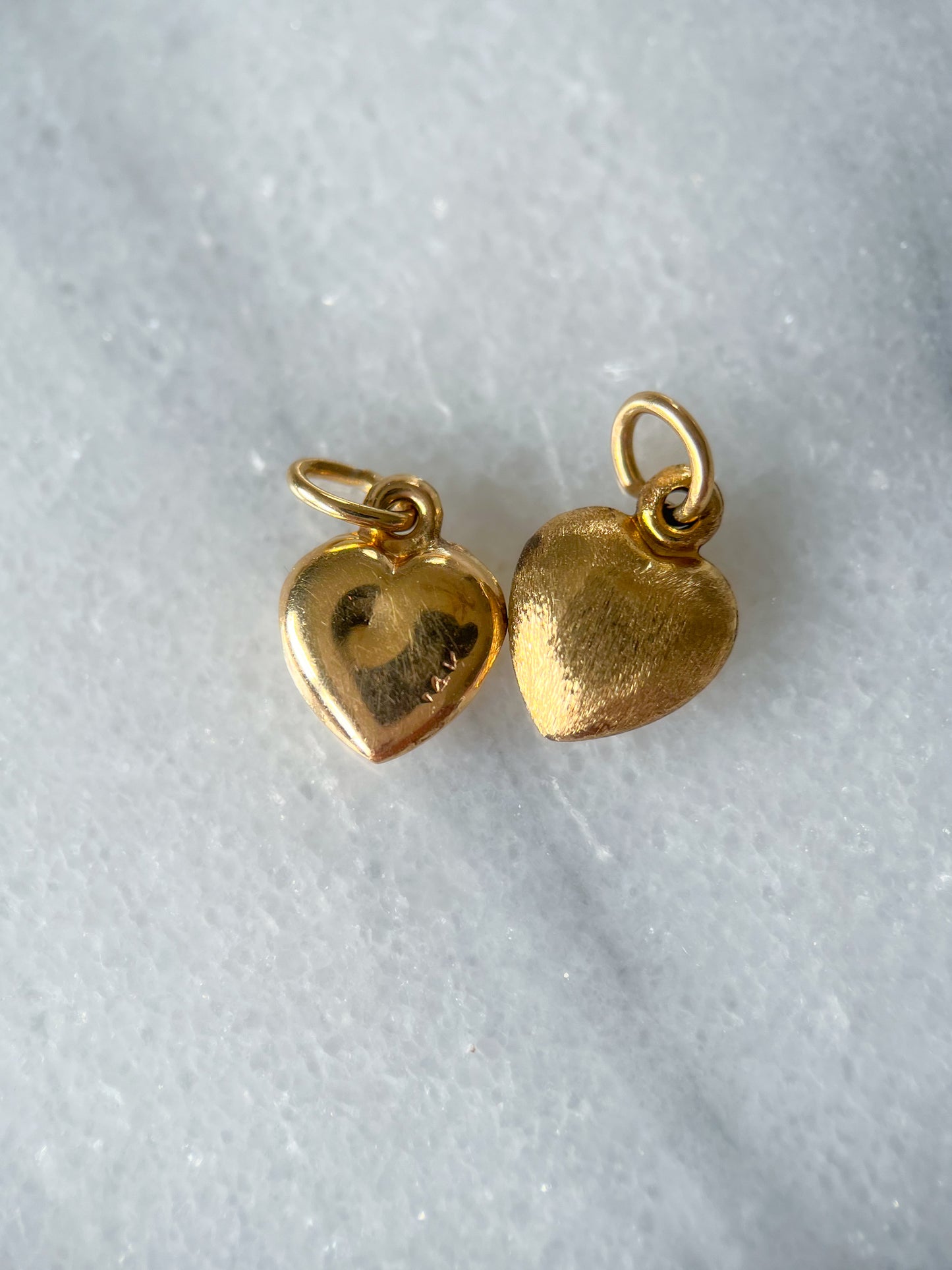 Vintage Mini Shiny Puffy Heart 14k Yellow Gold Charm