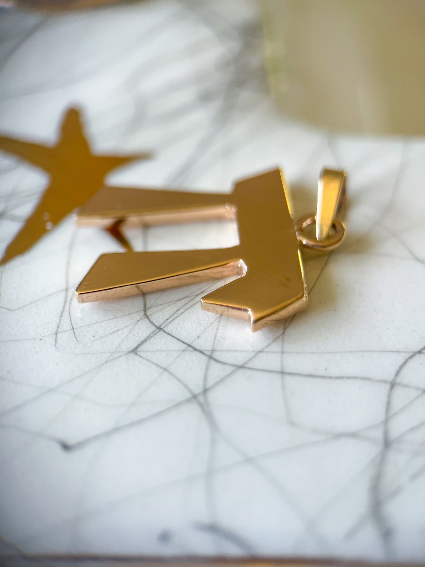 Vintage Etched Chai 14k Yellow Gold Charm