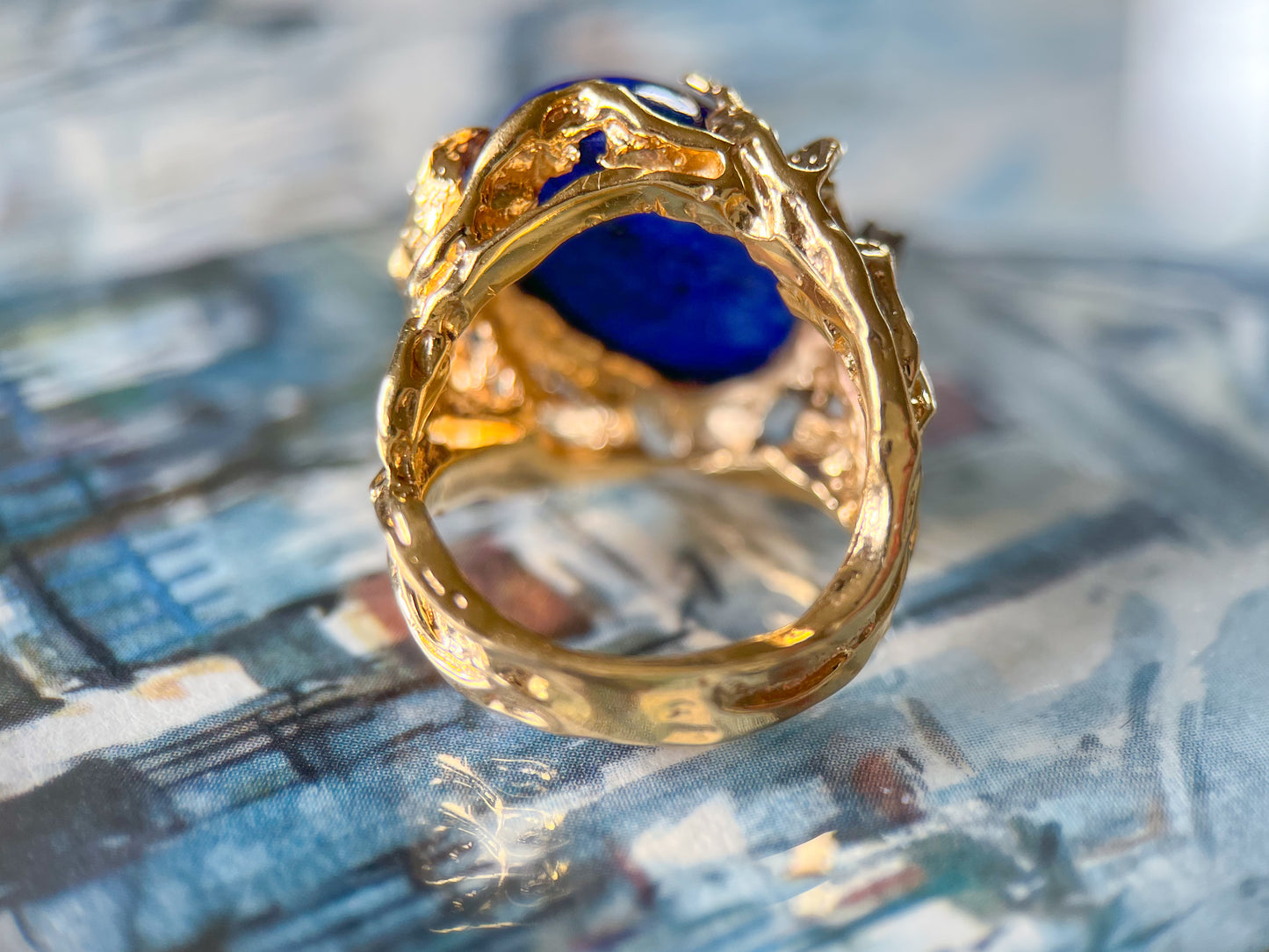 Vintage Lapis Lazuli 18k Gold Ring - Circa 1960s