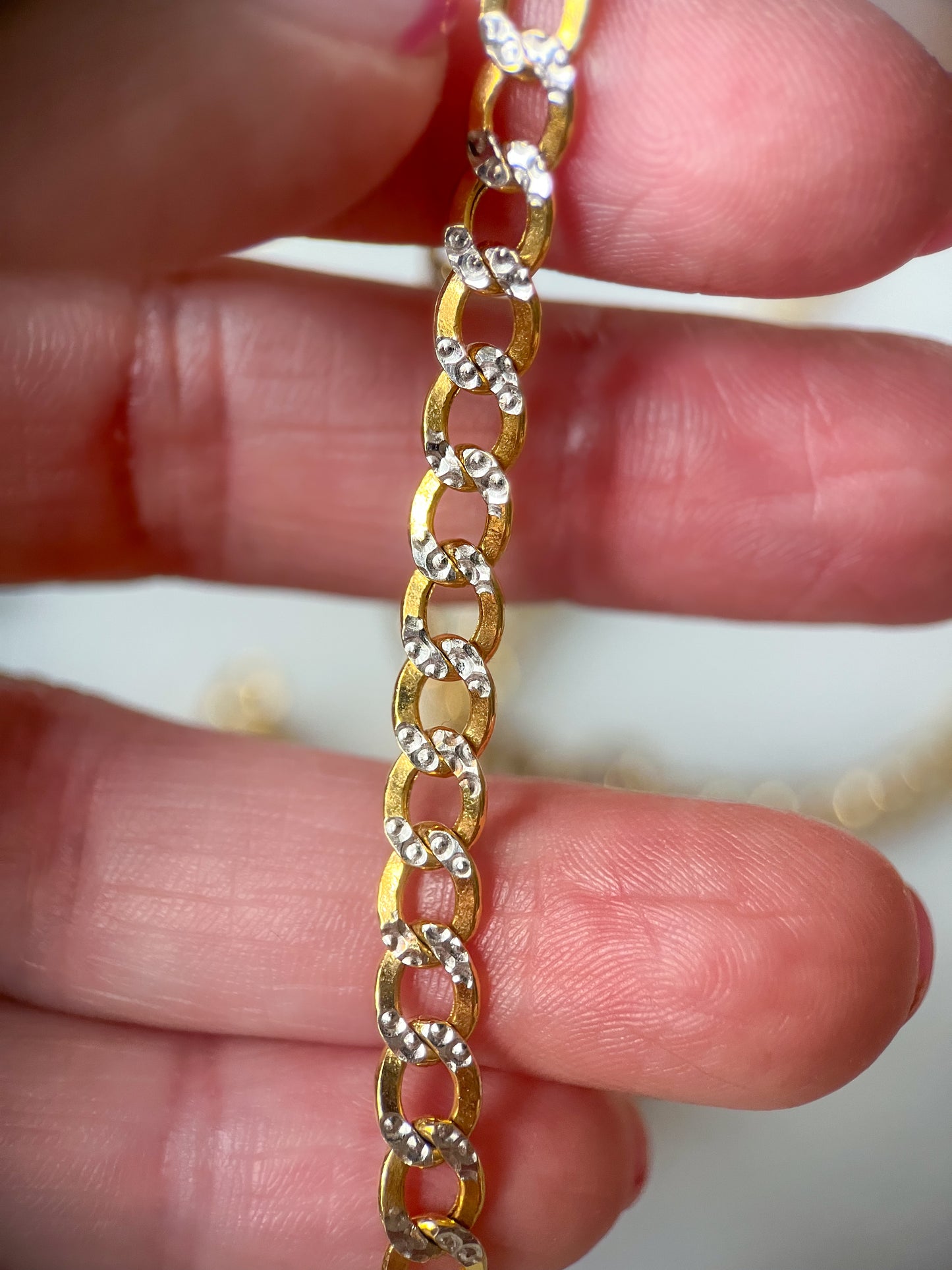 Figaro and Curb Chains with Diamond Cut Accents 14k Yellow Gold Chains